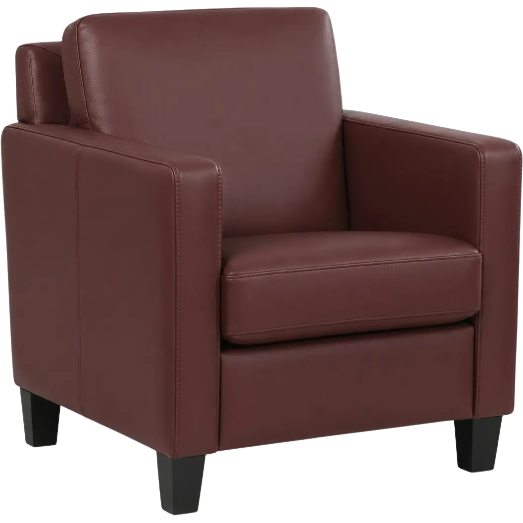 afbeelding van Leren fauteuil Smart - Toledo Bordeaux (donkerrood) - Poten hout zwart