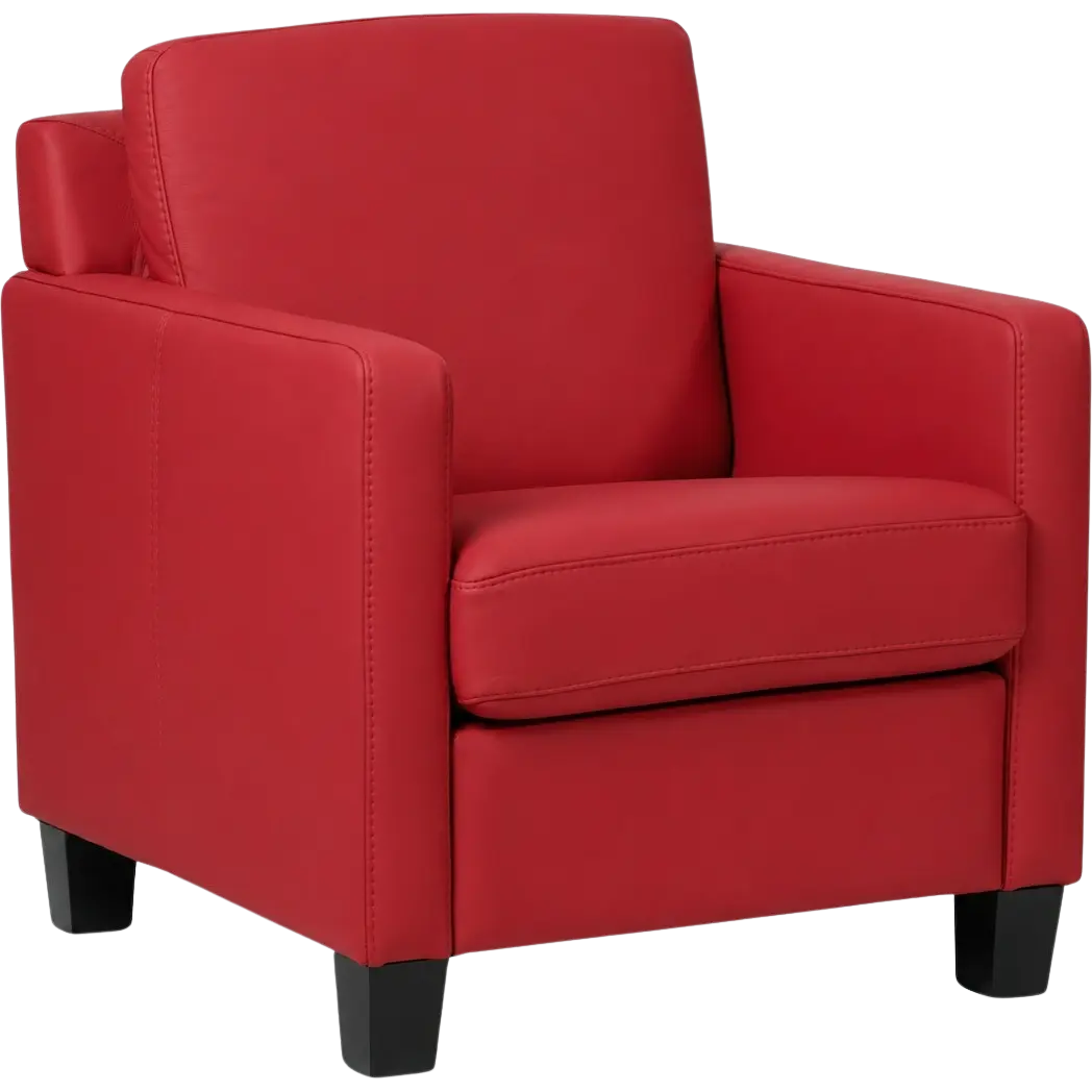 afbeelding van Leren fauteuil Smart - Toledo Ducati (rood) - Poten hout zwart