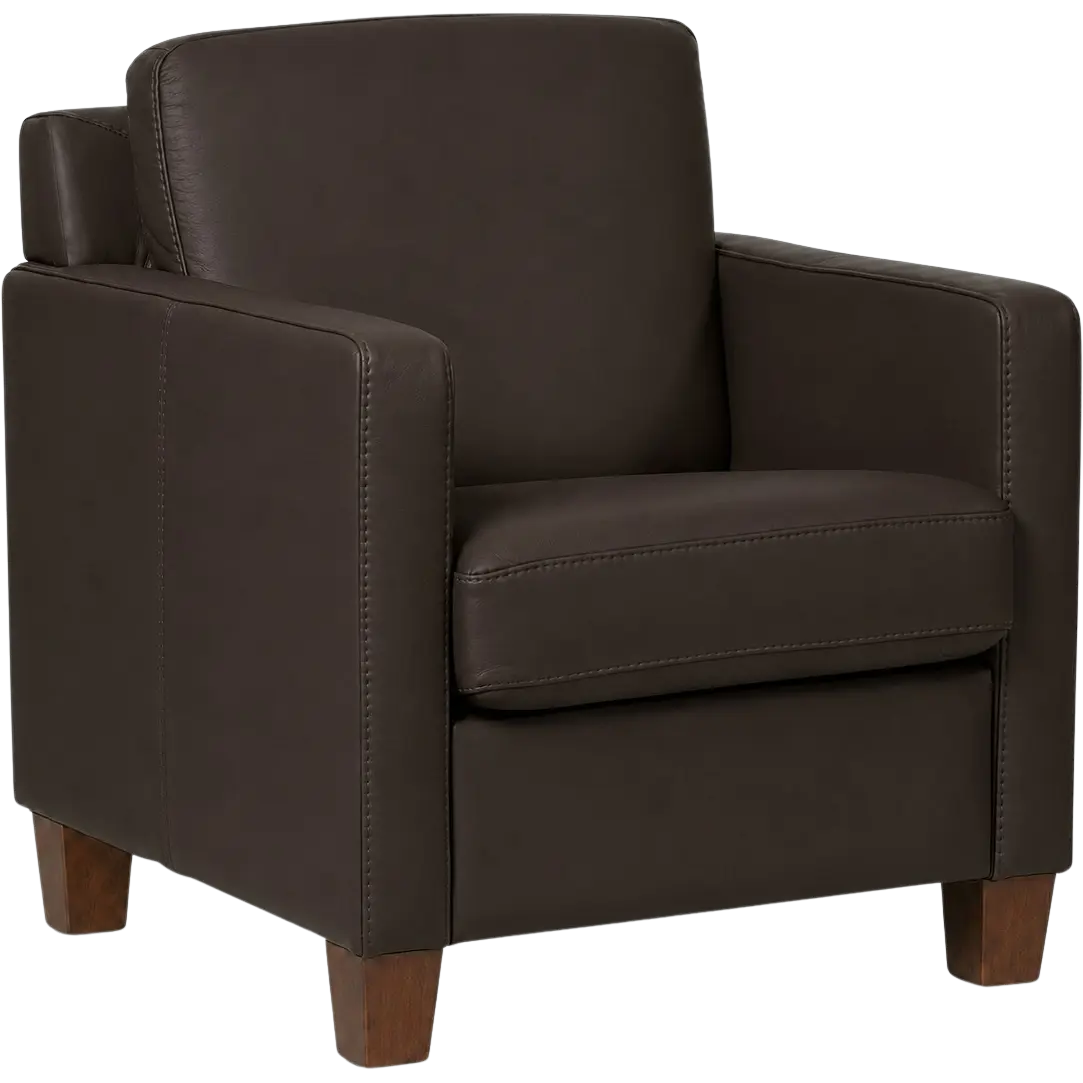afbeelding van Leren fauteuil Smart - Toledo Espresso (bruin) - Poten hout bruin