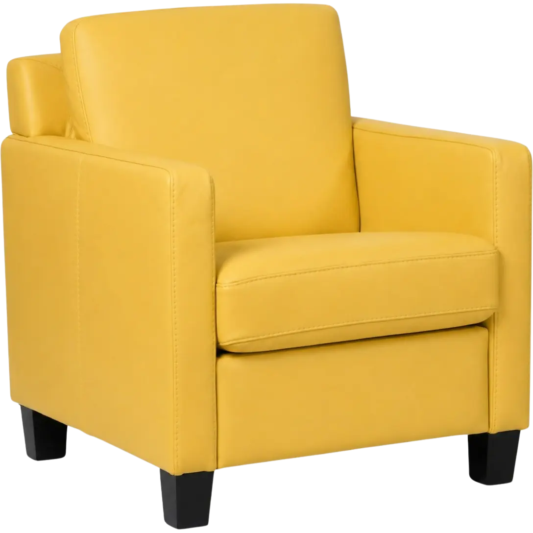 afbeelding van Leren fauteuil Smart - Toledo Giallo (geel) - Poten hout zwart