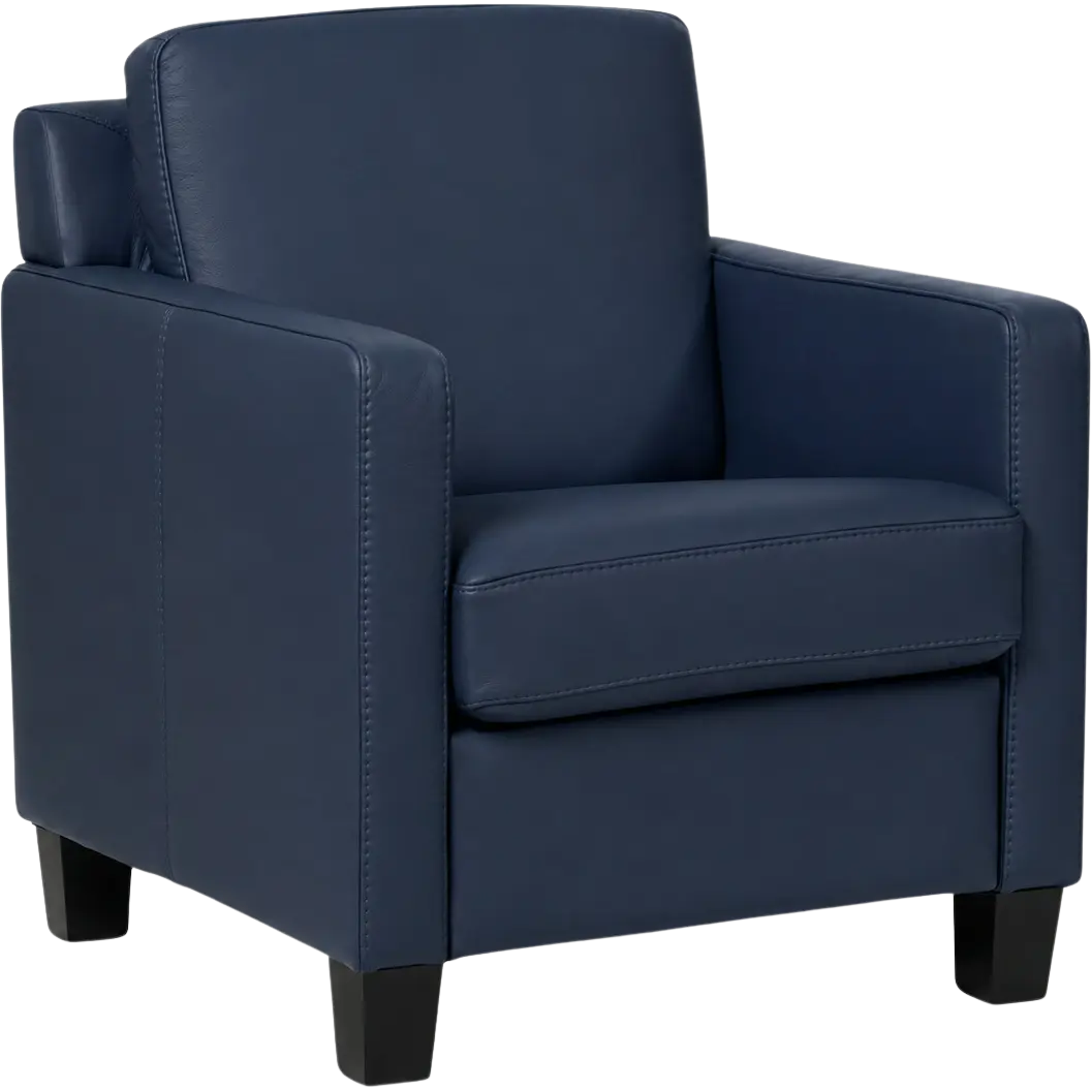 afbeelding van Leren fauteuil Smart - Toledo Kobalt (blauw) - Poten hout zwart