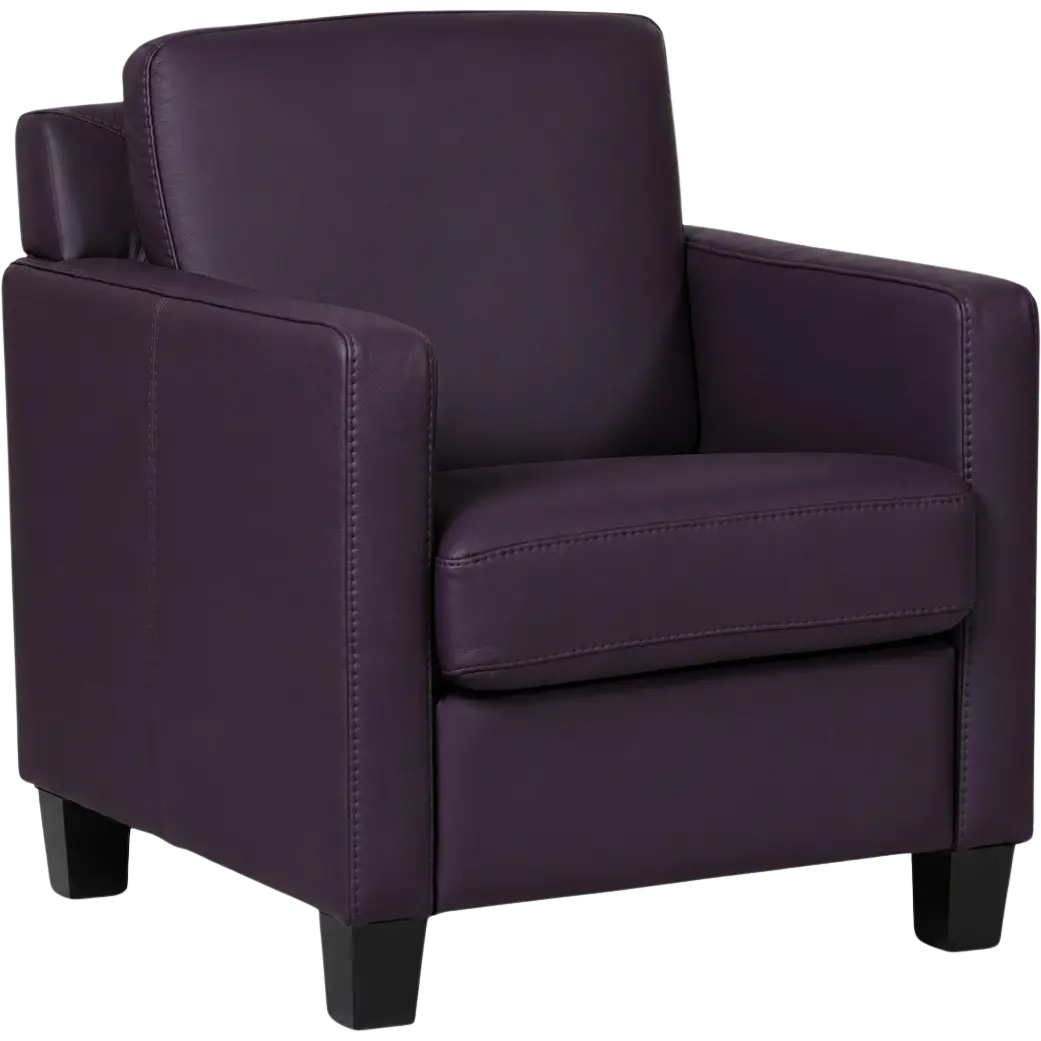 afbeelding van Leren fauteuil Smart - Toledo Merlin (donkerpaars) - Poten hout zwart