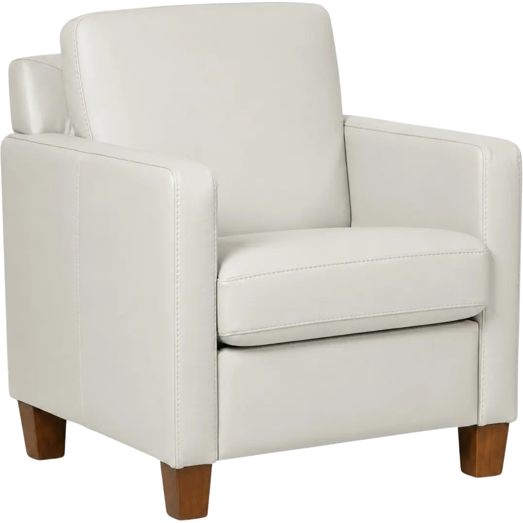 afbeelding van Leren fauteuil Smart - Toledo Misty (crème) - Poten hout bruin