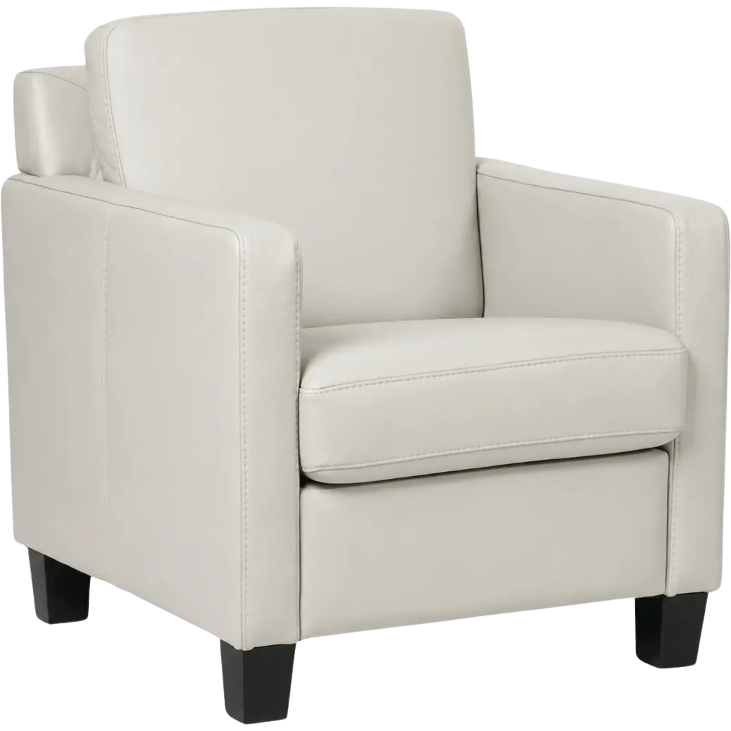 afbeelding van Leren fauteuil Smart - Toledo Misty (crème) - Poten hout zwart