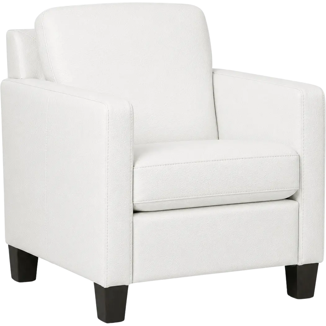 afbeelding van Leren fauteuil Smart - Toledo Purewhite (wit) - Poten hout zwart
