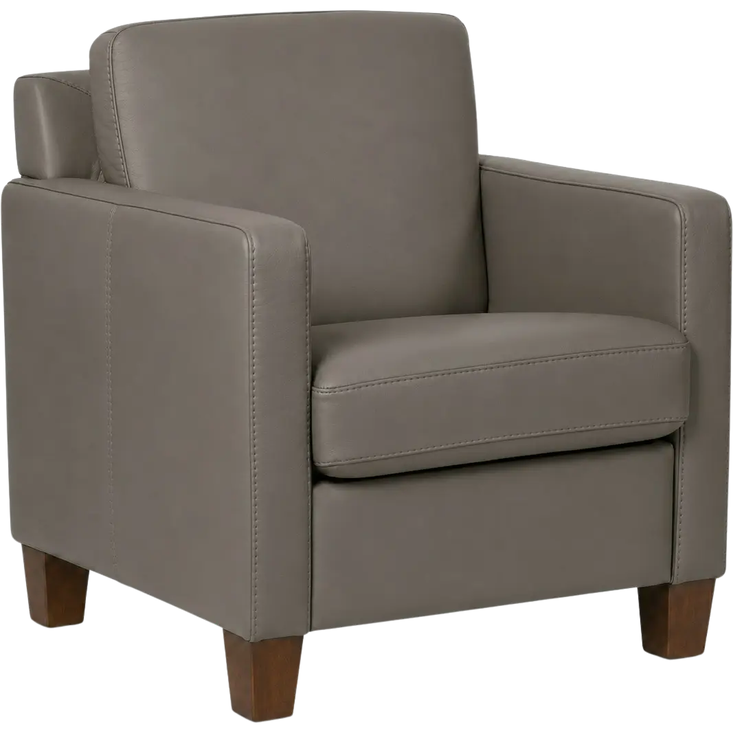 afbeelding van Leren fauteuil Smart - Toledo Smog (grijs) - Poten hout bruin