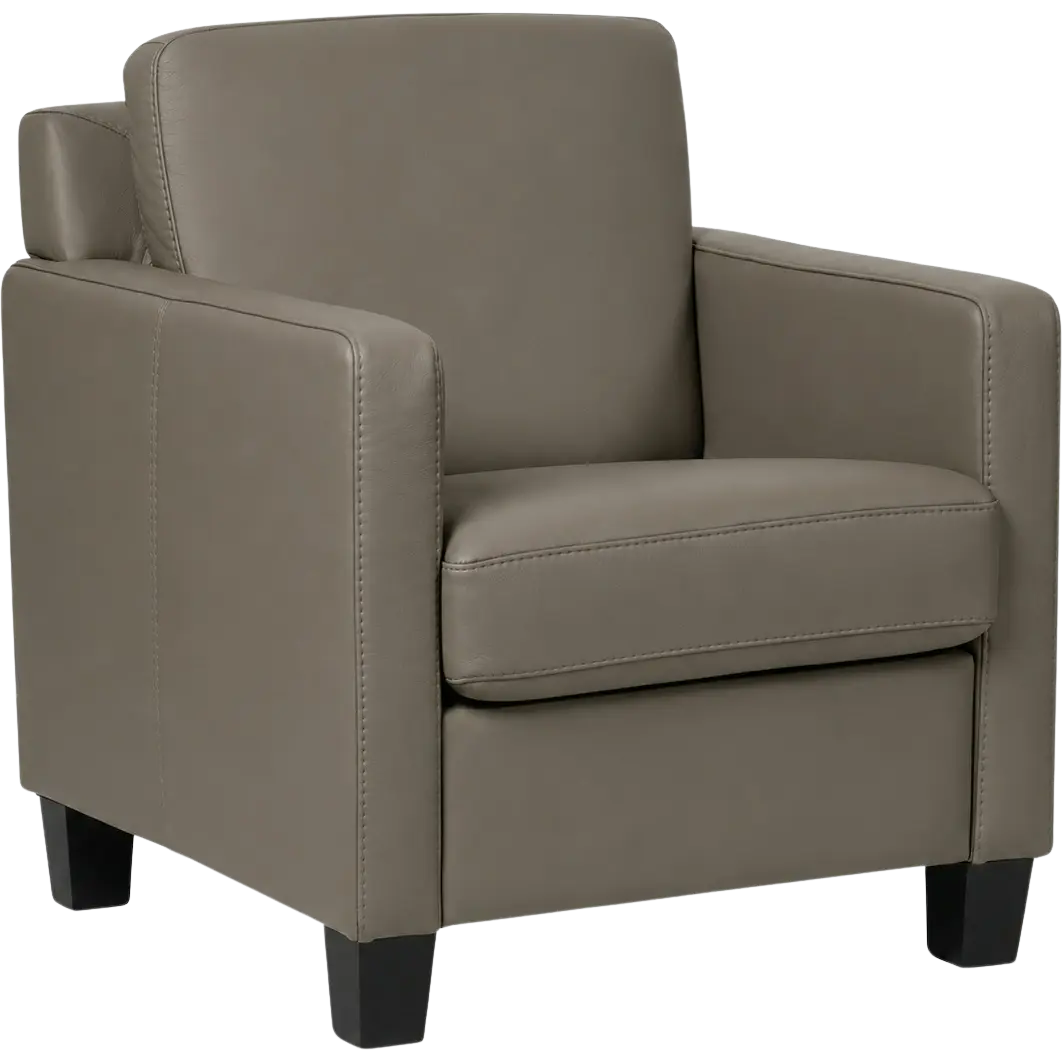 afbeelding van Leren fauteuil Smart - Toledo Smog (grijs) - Poten hout zwart