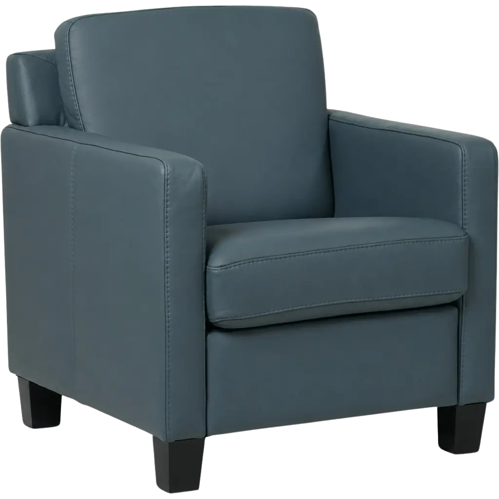 afbeelding van Leren fauteuil Smart - Toledo Whale (blauw/grijs) - Poten hout zwart