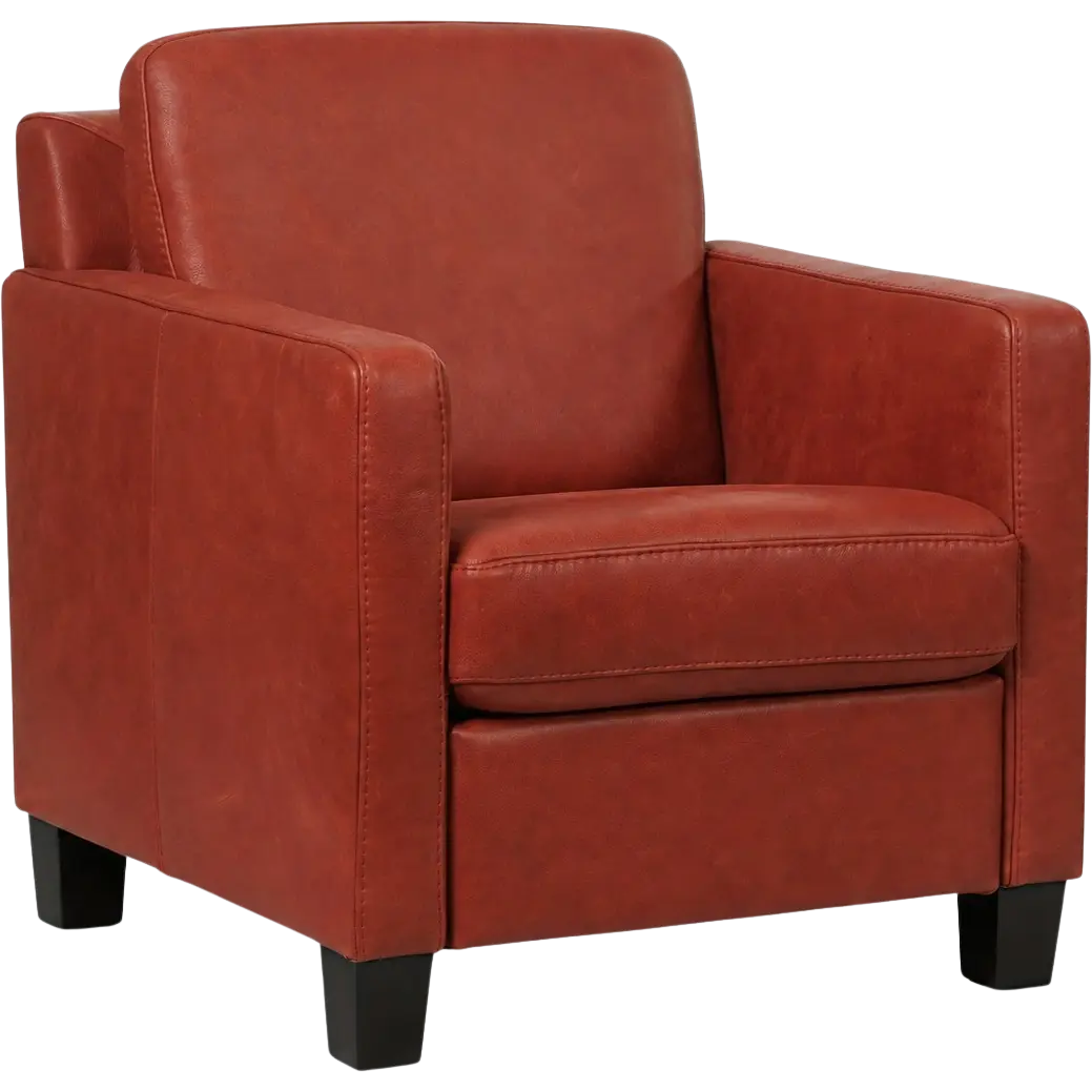 afbeelding van Leren fauteuil Smart - Vintage Burgundy (rood) - Poten hout zwart