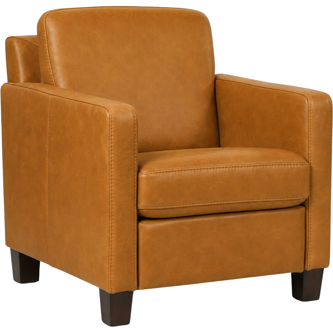 afbeelding van Leren fauteuil Smart - Vintage Cognac (cognac) - Poten hout bruin