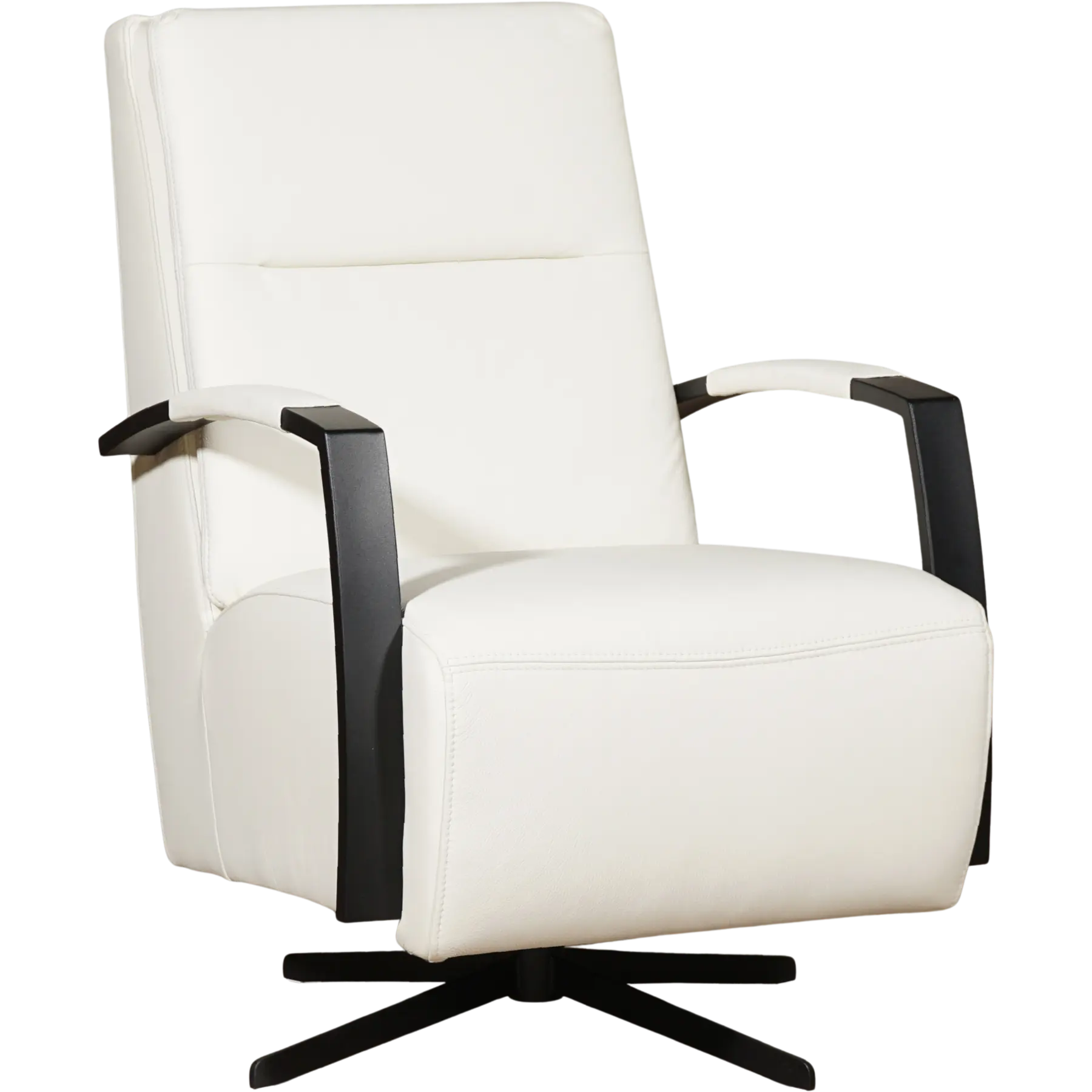 afbeelding van Leren draaifauteuil Award - Toledo Bianco (gebroken wit) - Stervoet zwart