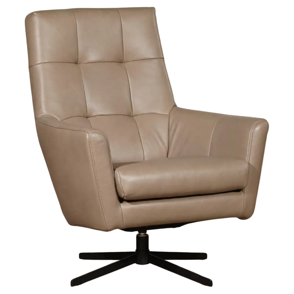 afbeelding van Leren draaifauteuil Central - Granada Taupe (taupe/bruin)