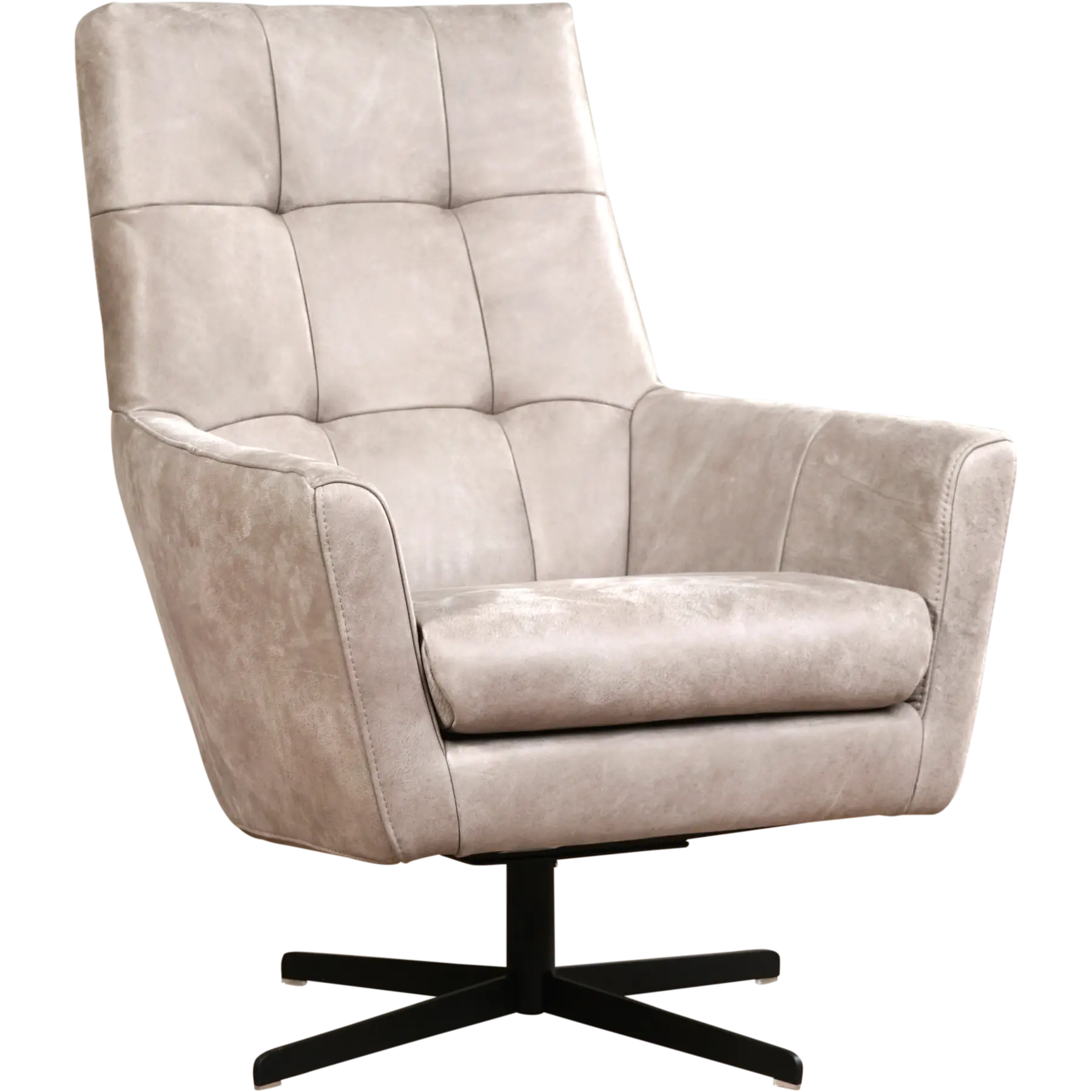afbeelding van Leren draaifauteuil Central - Kenia Lightgrey (lichtgrijs)