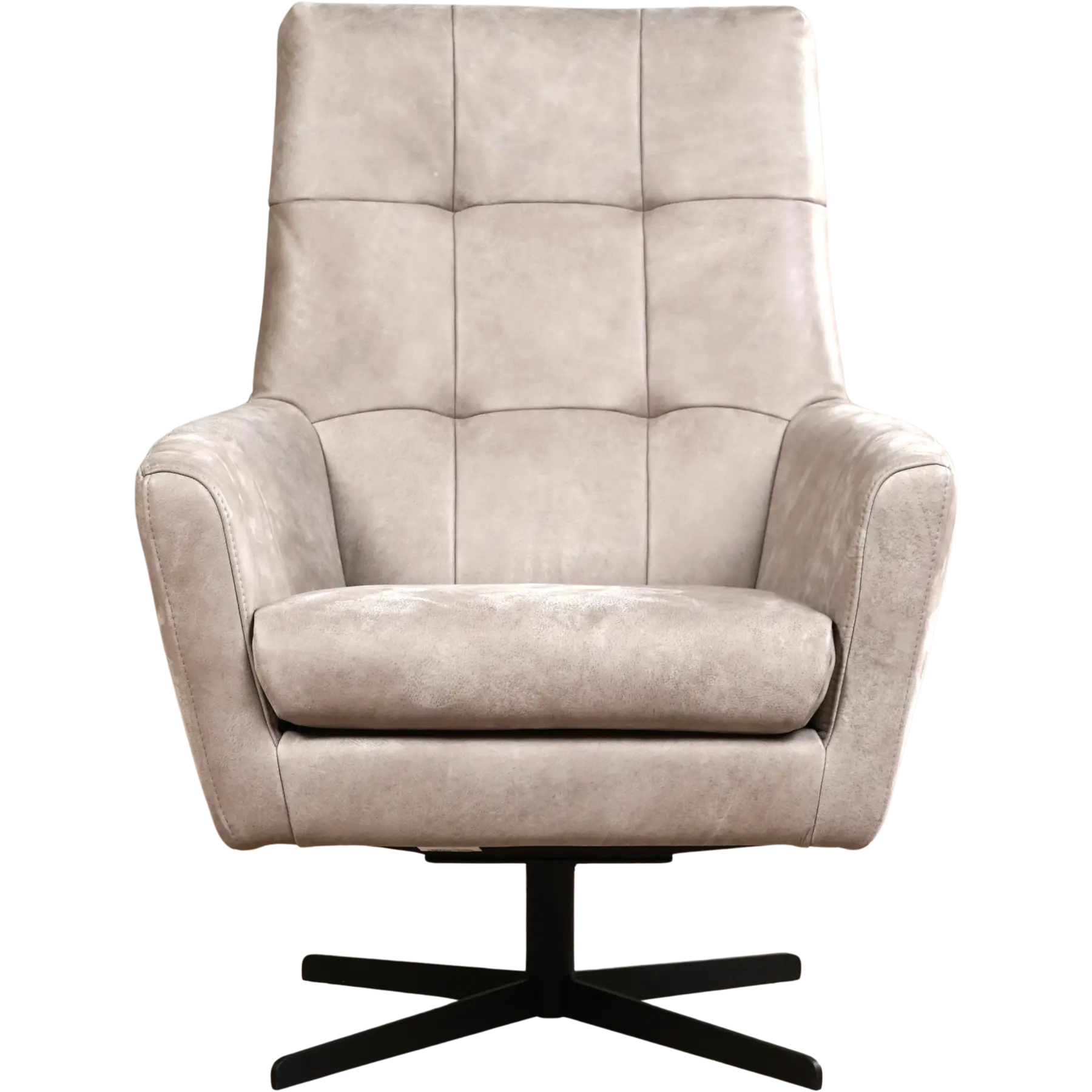 afbeelding van Leren draaifauteuil Central - Kenia Lightgrey (lichtgrijs)