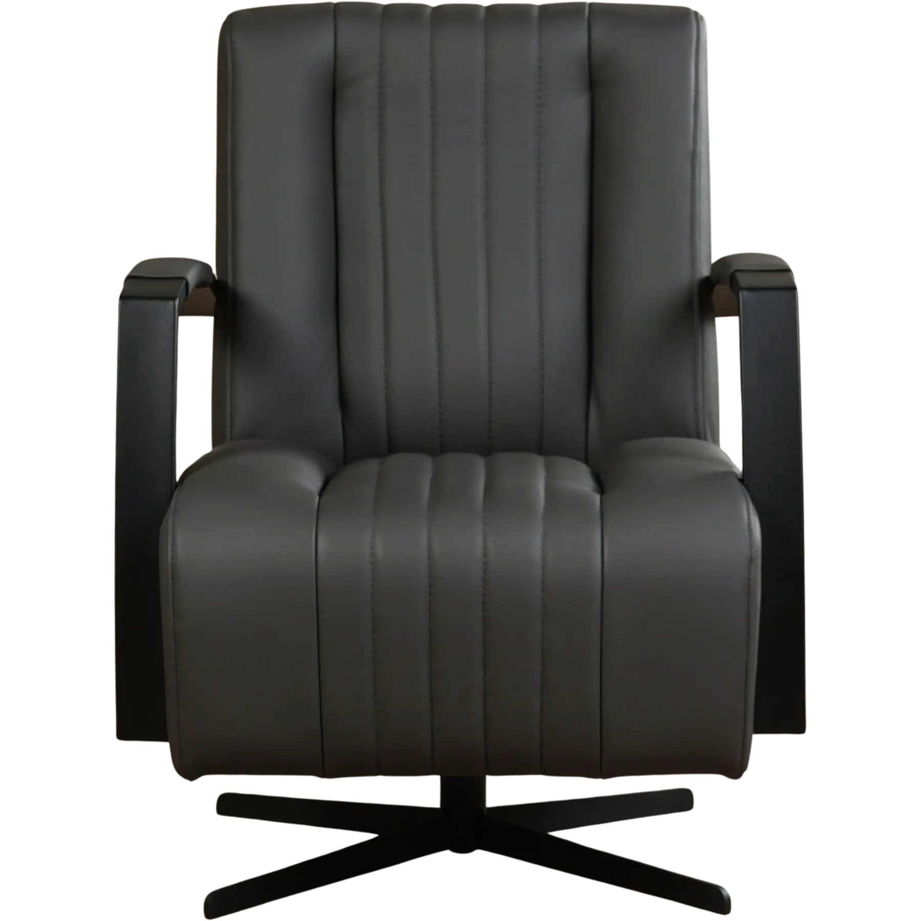 afbeelding van Leren draaifauteuil Galaxy - Hermes Antracite (donkergrijs) - Stervoet zwart