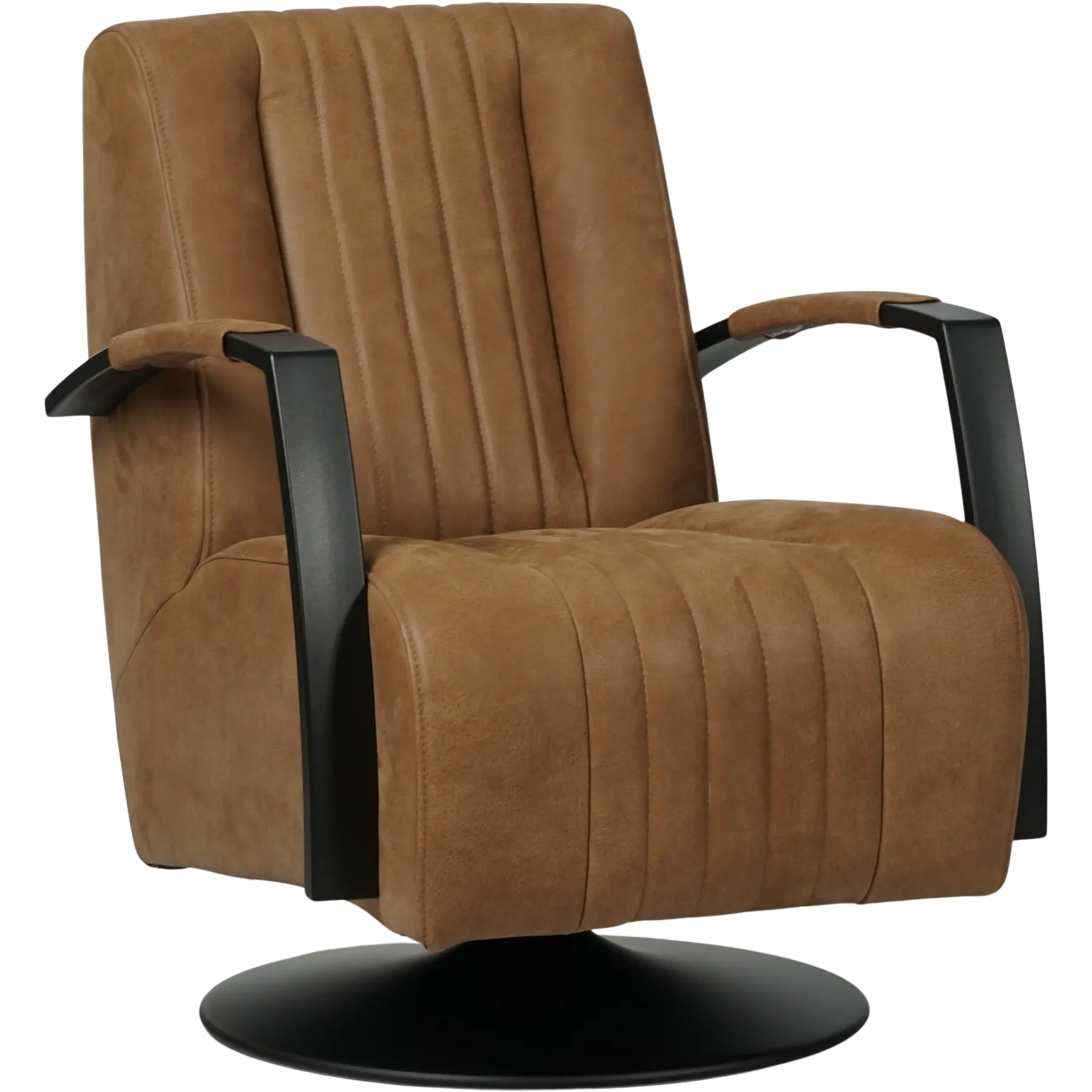 afbeelding van Leren draaifauteuil Galaxy - Kenia Brown (bruin) - Schotelvoet zwart