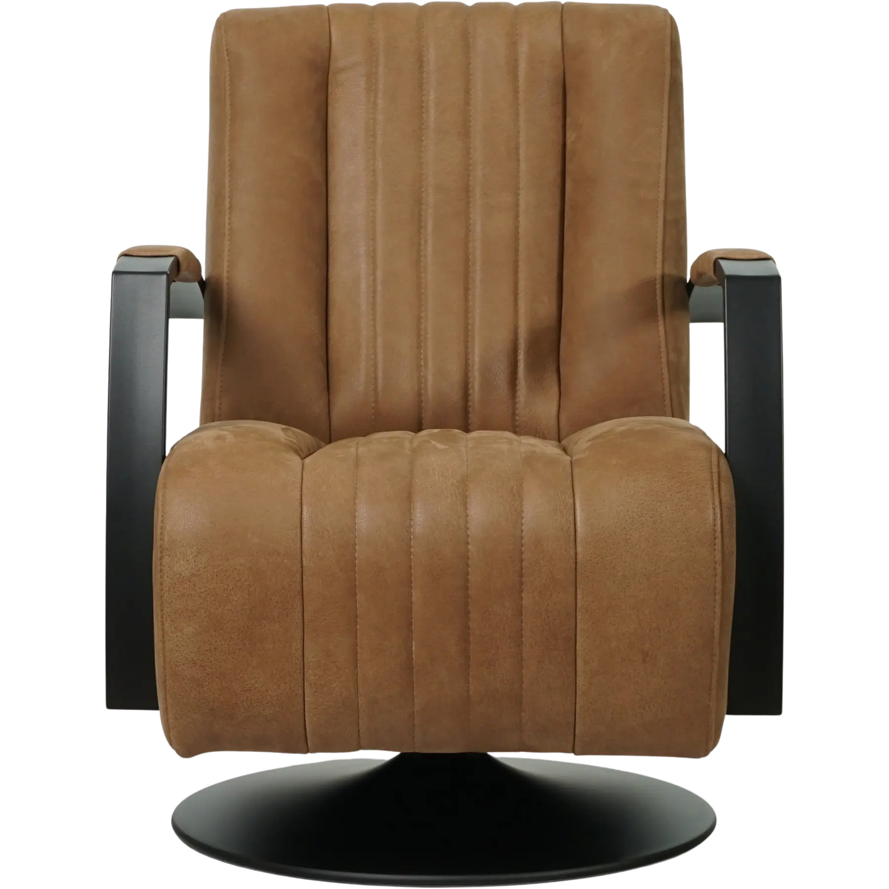 afbeelding van Leren draaifauteuil Galaxy - Kenia Brown (bruin) - Schotelvoet zwart