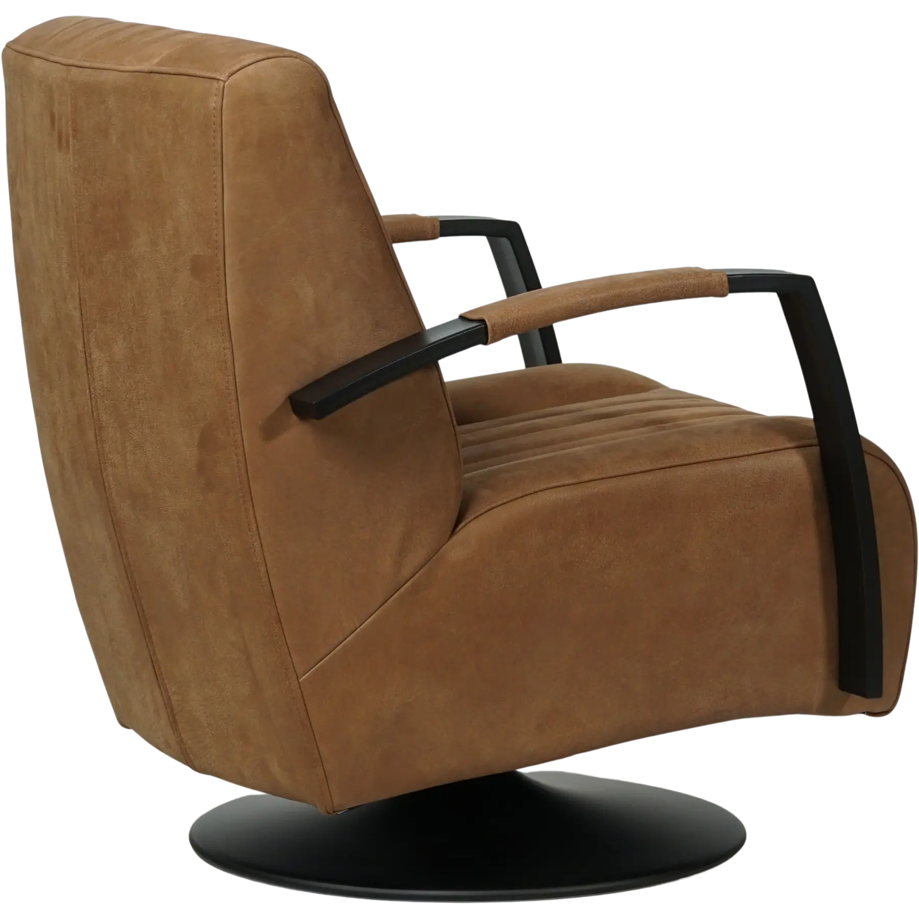 afbeelding van Leren draaifauteuil Galaxy - Kenia Brown (bruin) - Schotelvoet zwart