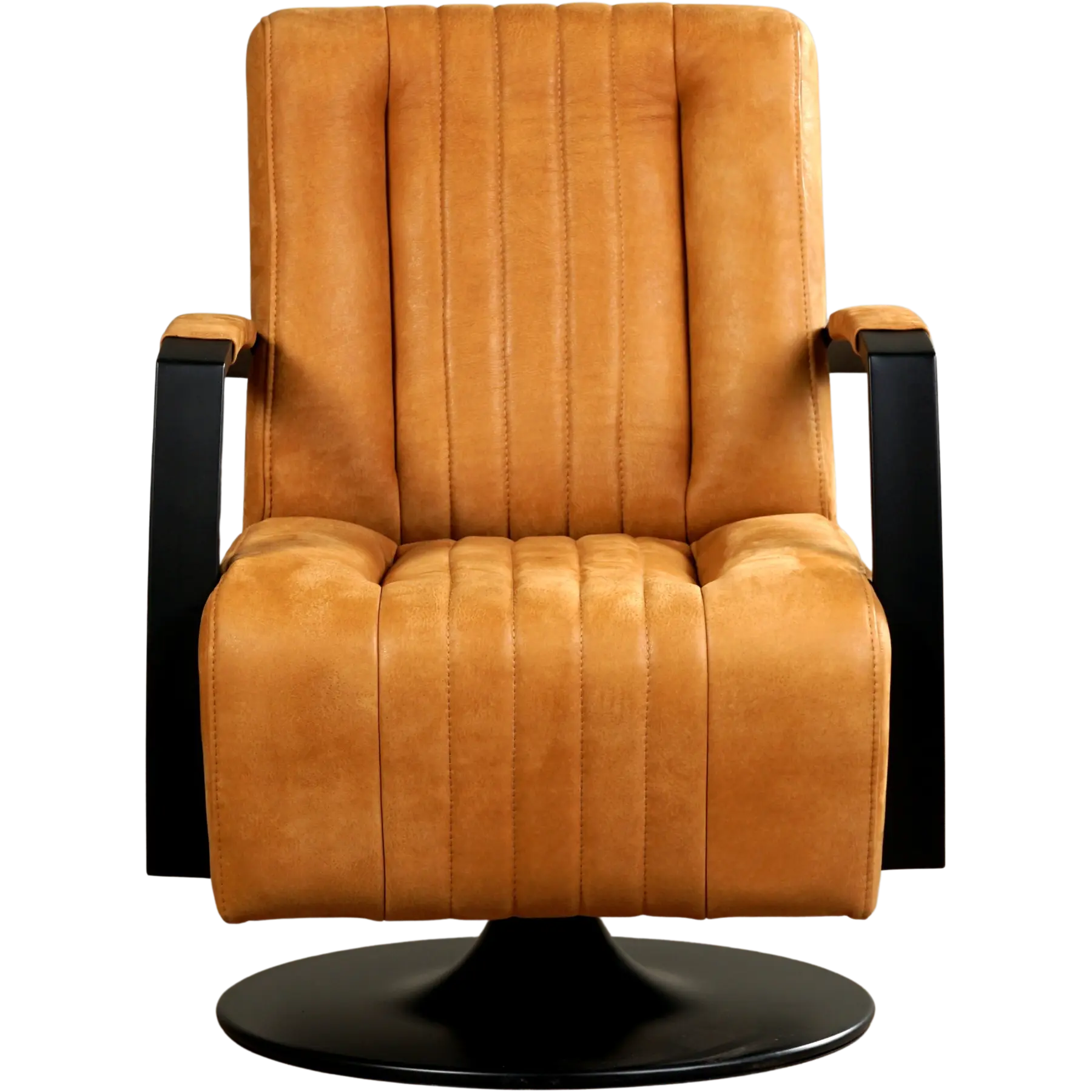 afbeelding van Leren draaifauteuil Galaxy - Kenia Cognac (cognac) - Schotelvoet zwart