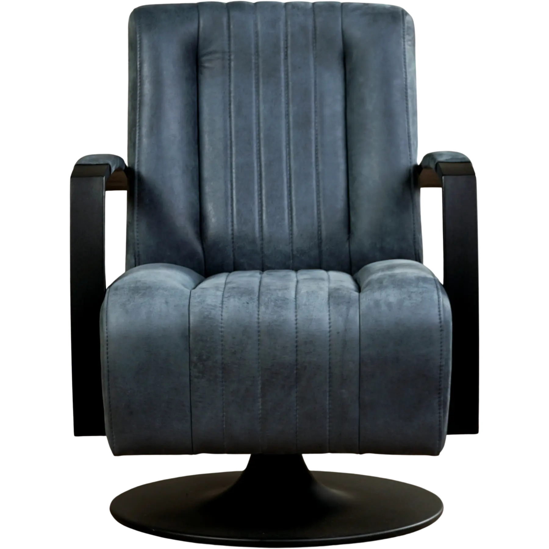 afbeelding van Leren draaifauteuil Galaxy - Kenia Denim (blauw) - Schotelvoet zwart