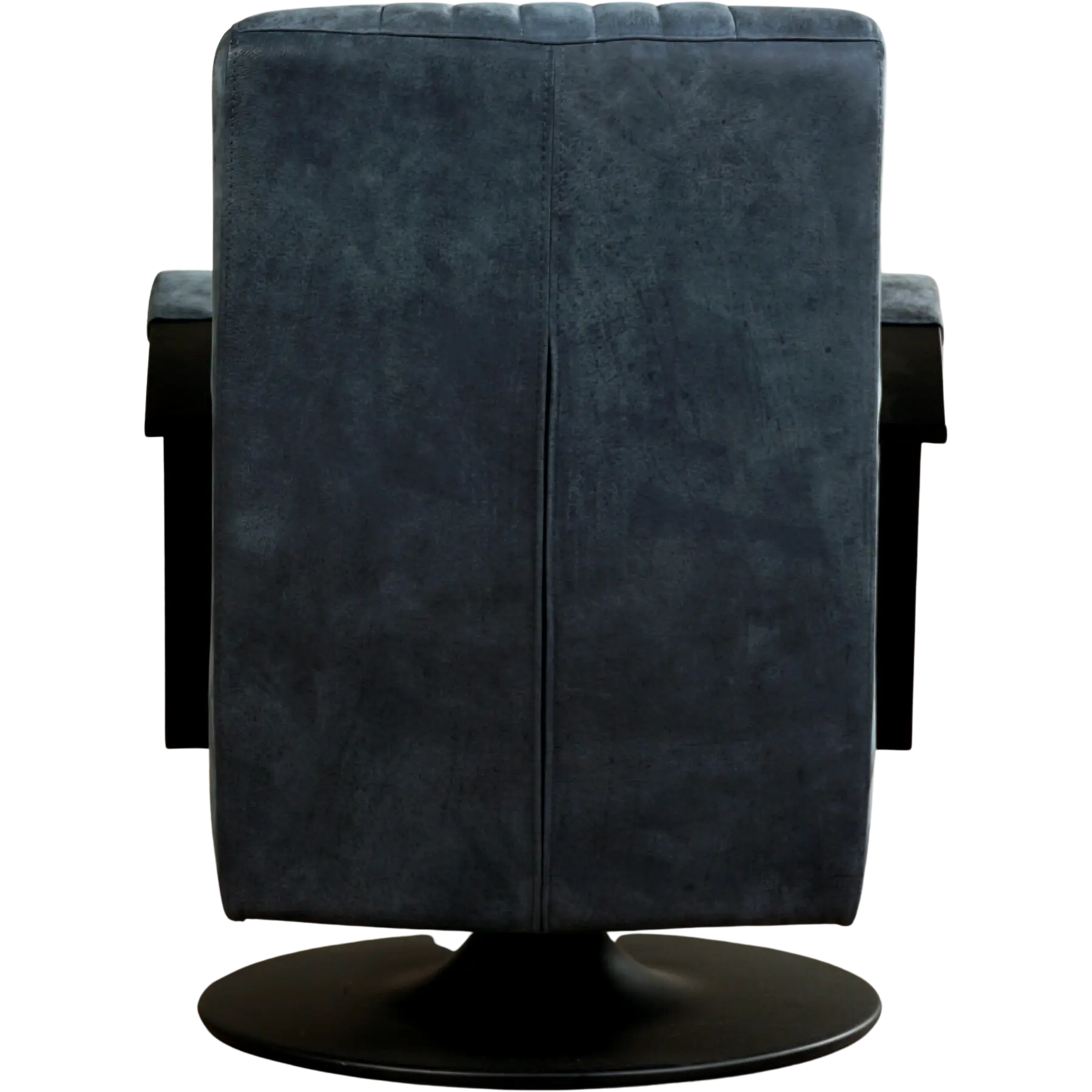 afbeelding van Leren draaifauteuil Galaxy - Kenia Denim (blauw) - Schotelvoet zwart