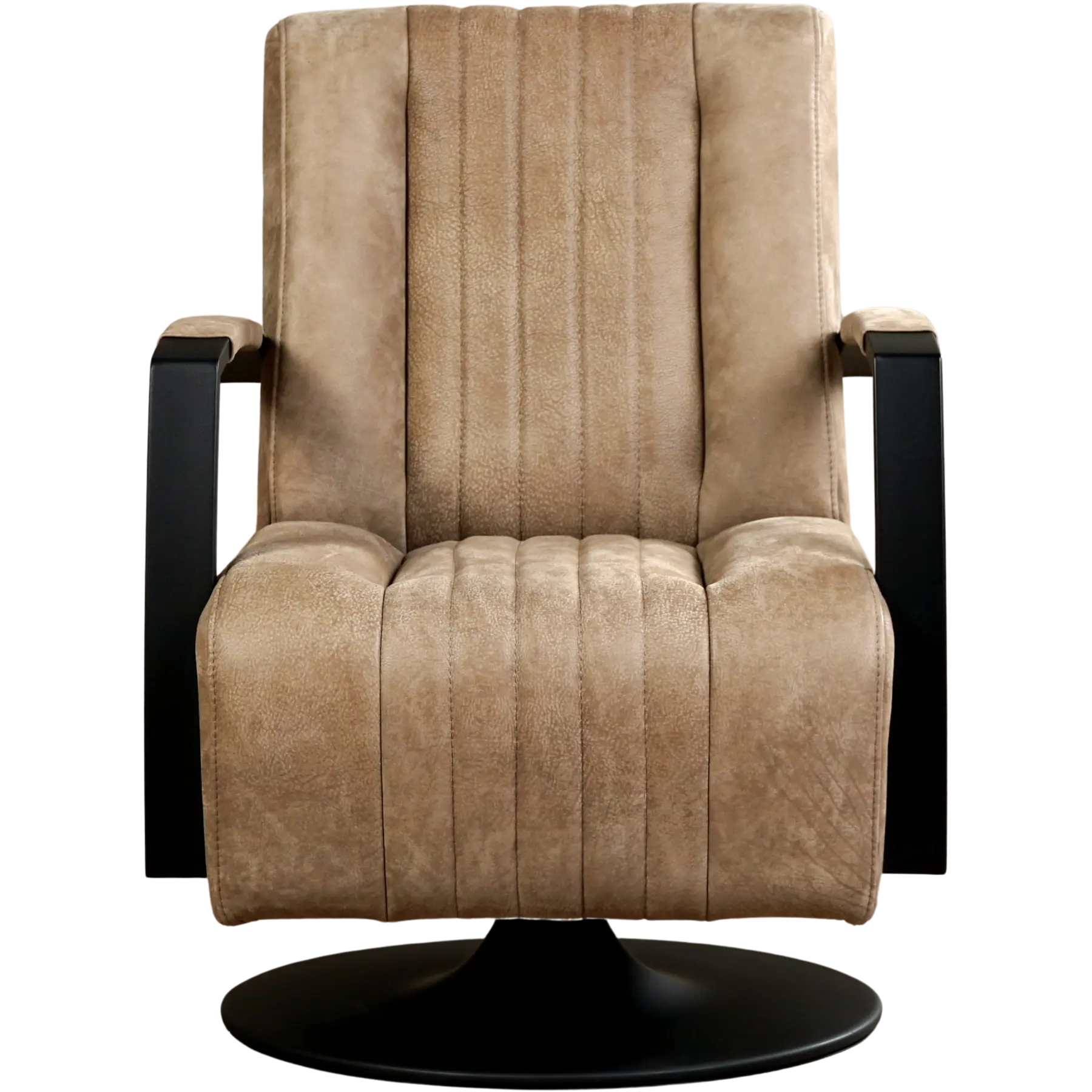 afbeelding van Leren draaifauteuil Galaxy - Kenia Taupe (taupe/bruin) - Schotelvoet zwart