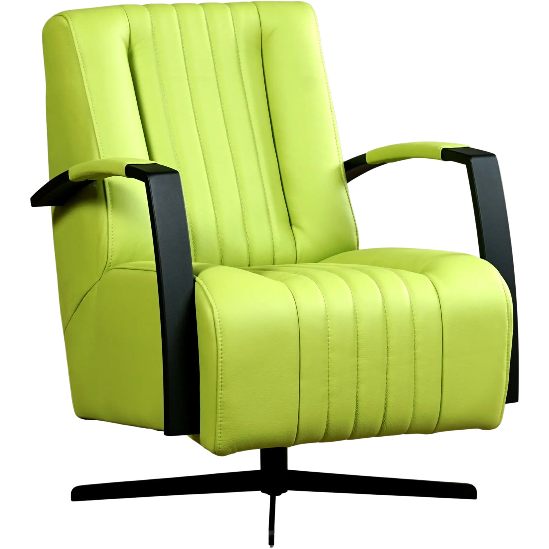 afbeelding van Leren draaifauteuil Galaxy - Toledo Lime (felgroen) - Stervoet zwart