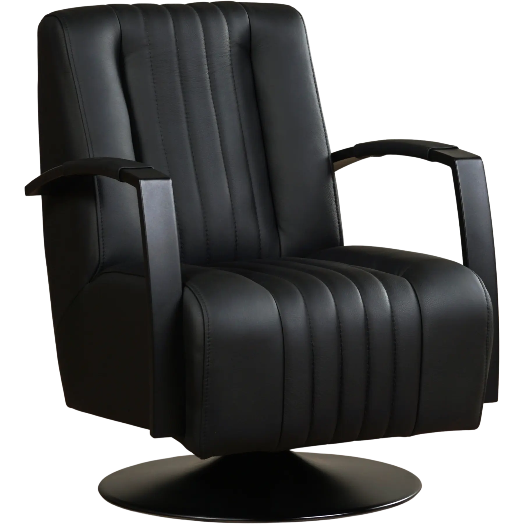 afbeelding van Leren draaifauteuil Galaxy - Toledo Nero (zwart) - Schotelvoet zwart