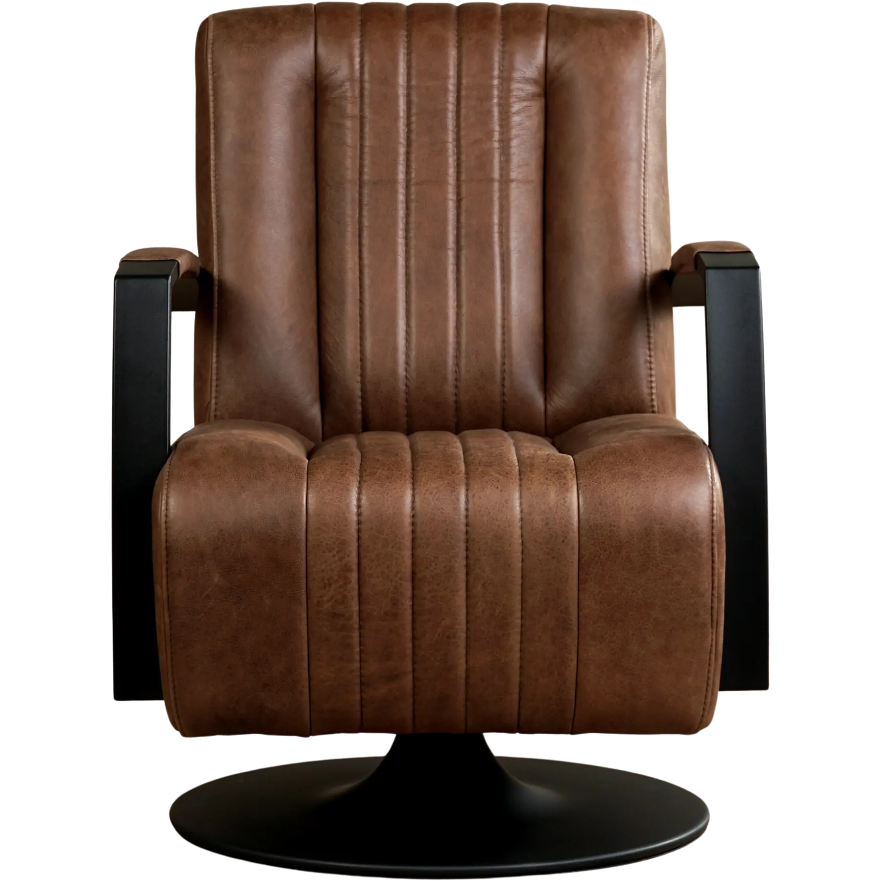 afbeelding van Leren draaifauteuil Galaxy - Vintage Brown (bruin) - Schotelvoet zwart