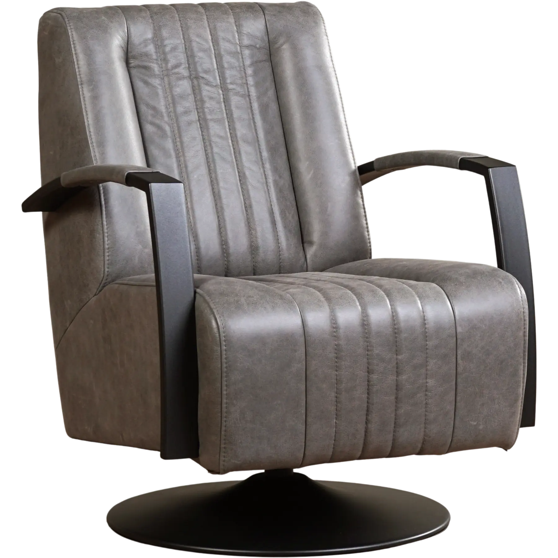 afbeelding van Leren draaifauteuil Galaxy - Vintage Grey (grijs) - Schotelvoet zwart