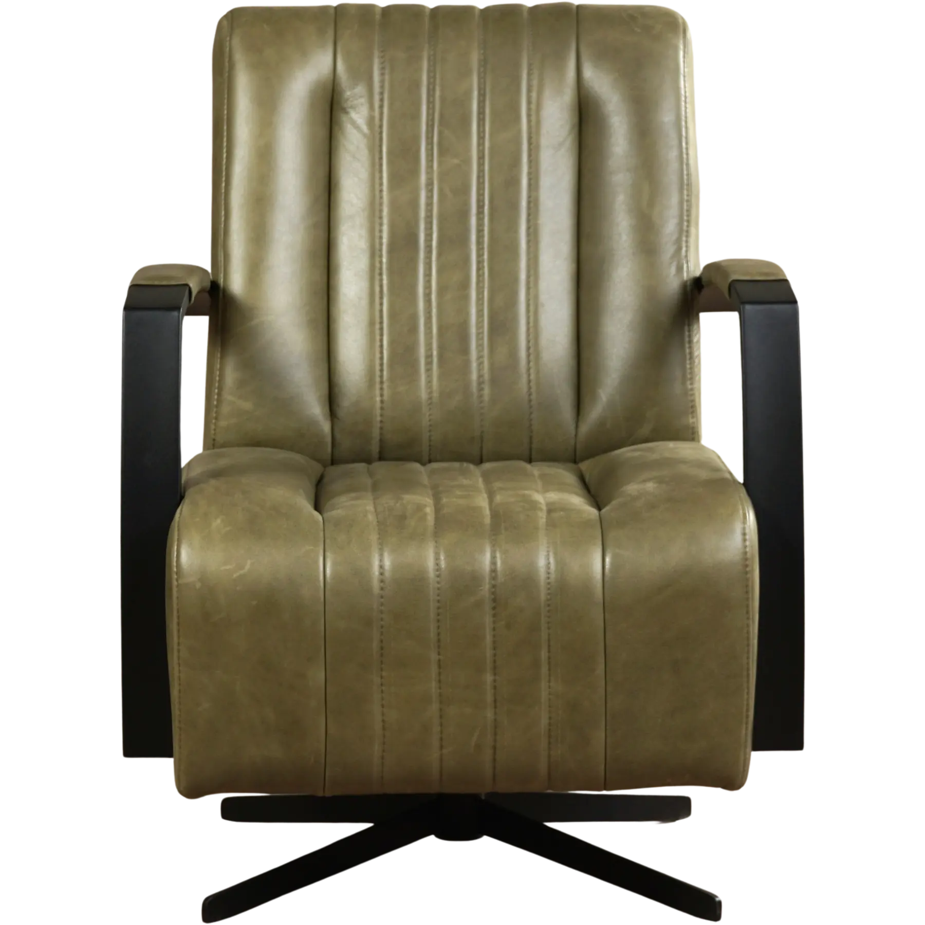 afbeelding van Leren draaifauteuil Galaxy - Vintage Olive (olijf/groen) - Stervoet zwart