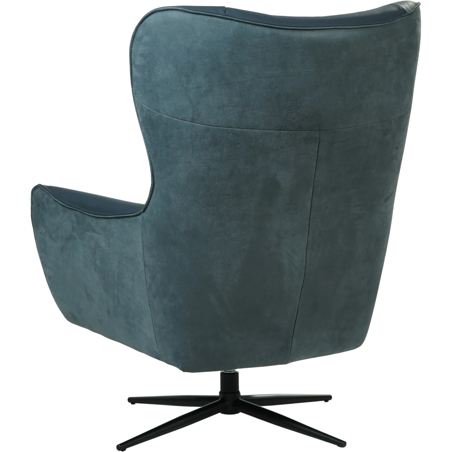 afbeelding van Leren draaifauteuil Leaf Duo - Kenia Denim en Toledo Marine - Stervoet zwart