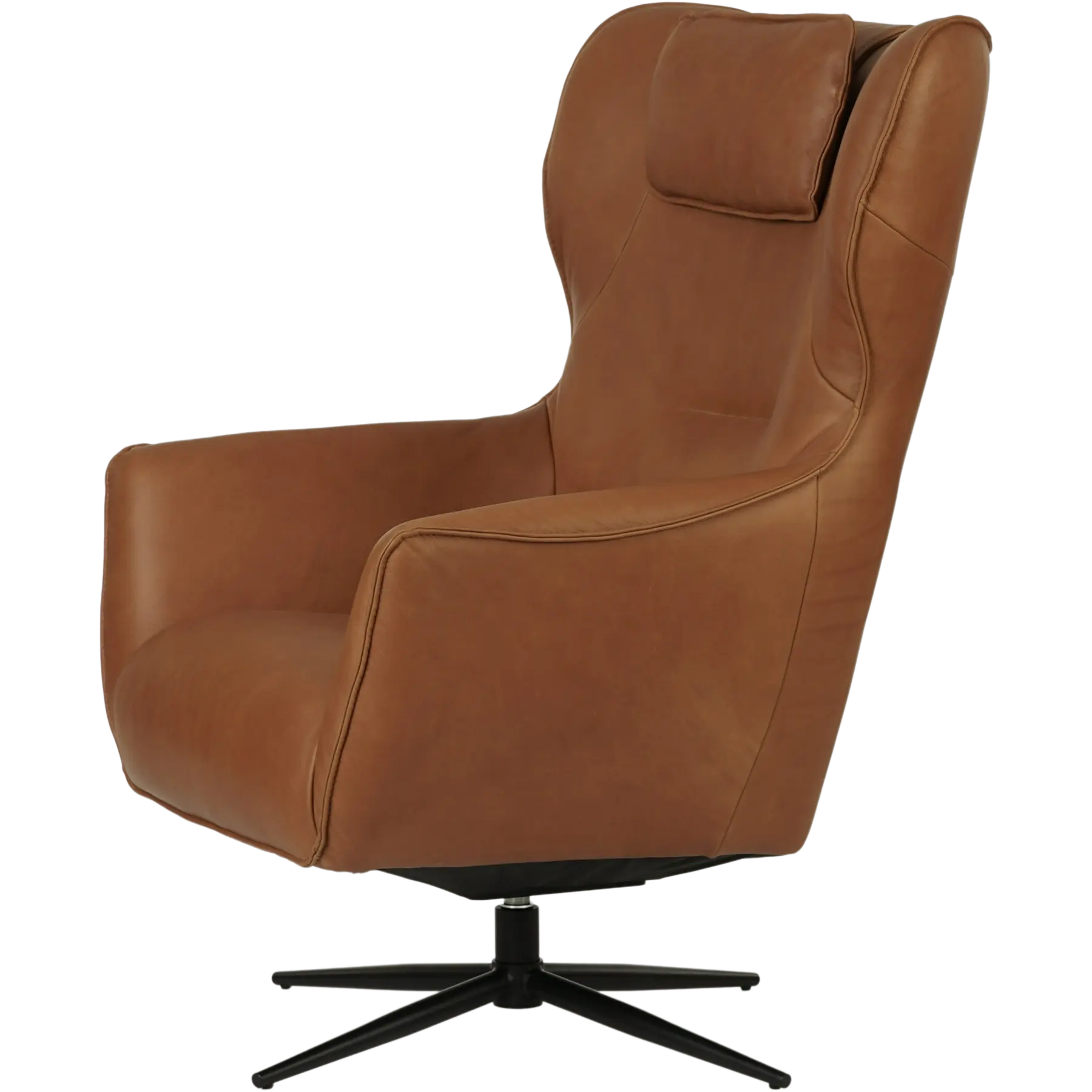 afbeelding van Leren draaifauteuil Leaf - Rancho Cognac (cognac) - Stervoet zwart