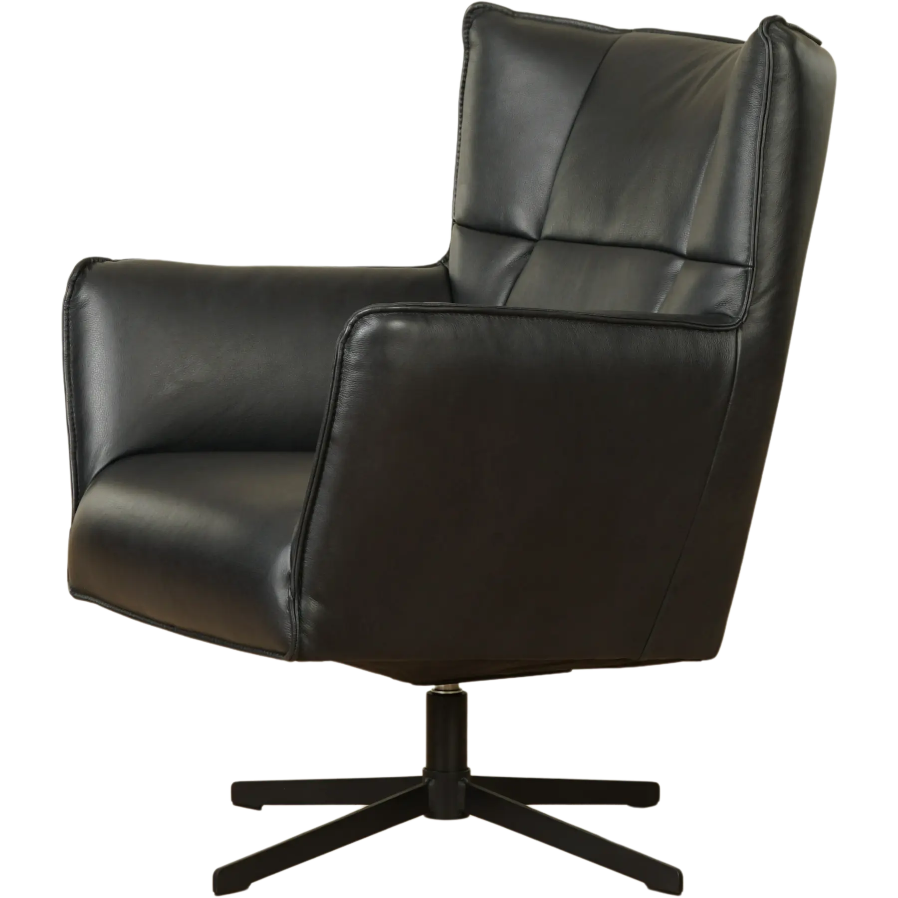 afbeelding van Leren draaifauteuil Lovely - Granada Black (zwart)