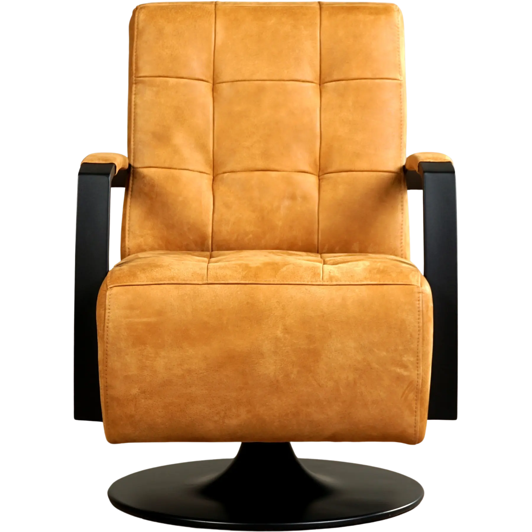 afbeelding van Leren draaifauteuil Mind - Kenia Cognac (cognac) - Schotelvoet zwart