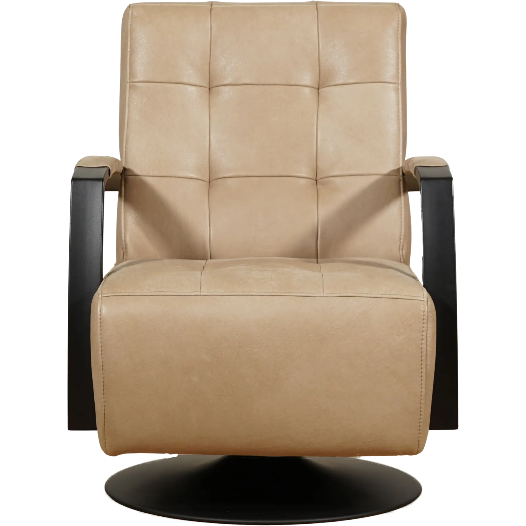 afbeelding van Leren draaifauteuil Mind - Kenia Taupe (taupe/bruin) - Schotelvoet zwart