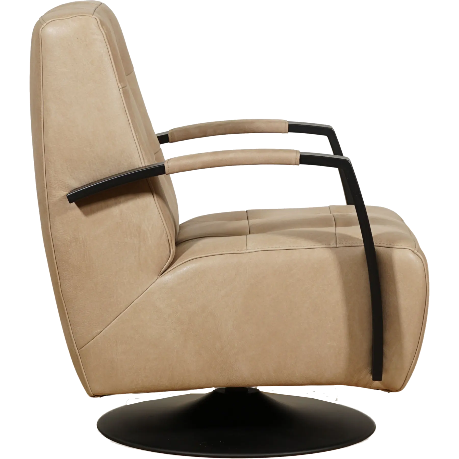 afbeelding van Leren draaifauteuil Mind - Kenia Taupe (taupe/bruin) - Schotelvoet zwart