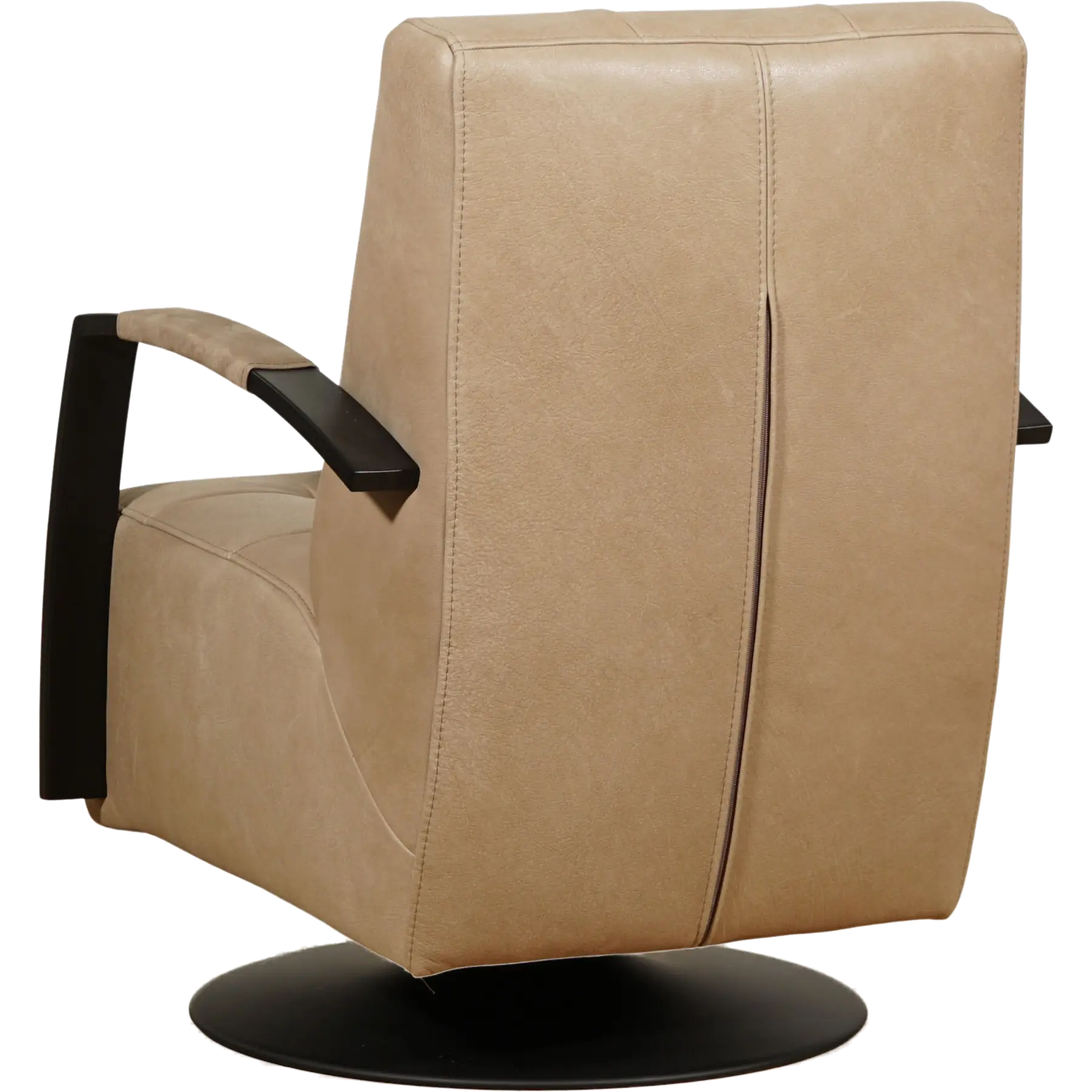 afbeelding van Leren draaifauteuil Mind - Kenia Taupe (taupe/bruin) - Schotelvoet zwart
