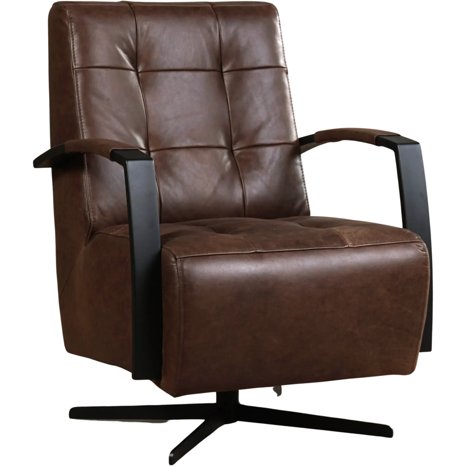 afbeelding van Leren draaifauteuil Mind - Vintage Brown (bruin) - Stervoet zwart