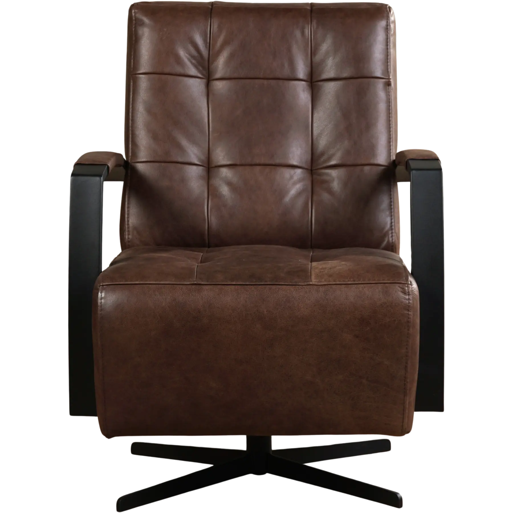 afbeelding van Leren draaifauteuil Mind - Vintage Brown (bruin) - Stervoet zwart