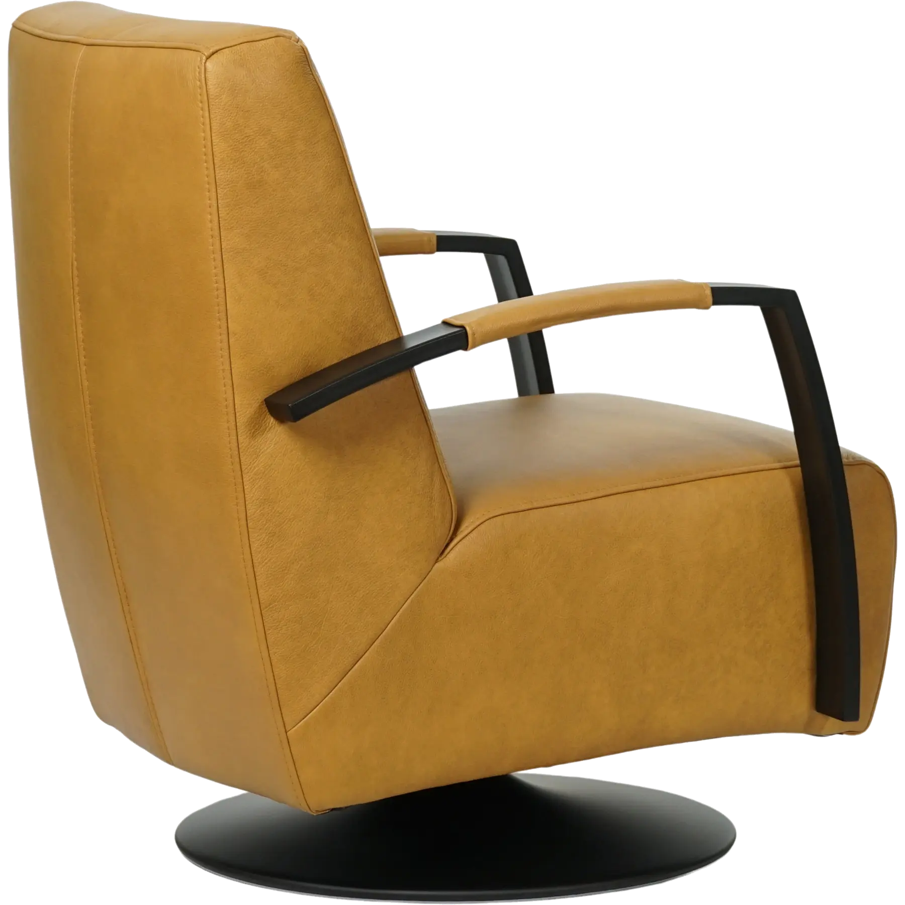 afbeelding van Leren draaifauteuil Mood - Granada Amber (cognac) - Schotelvoet zwart