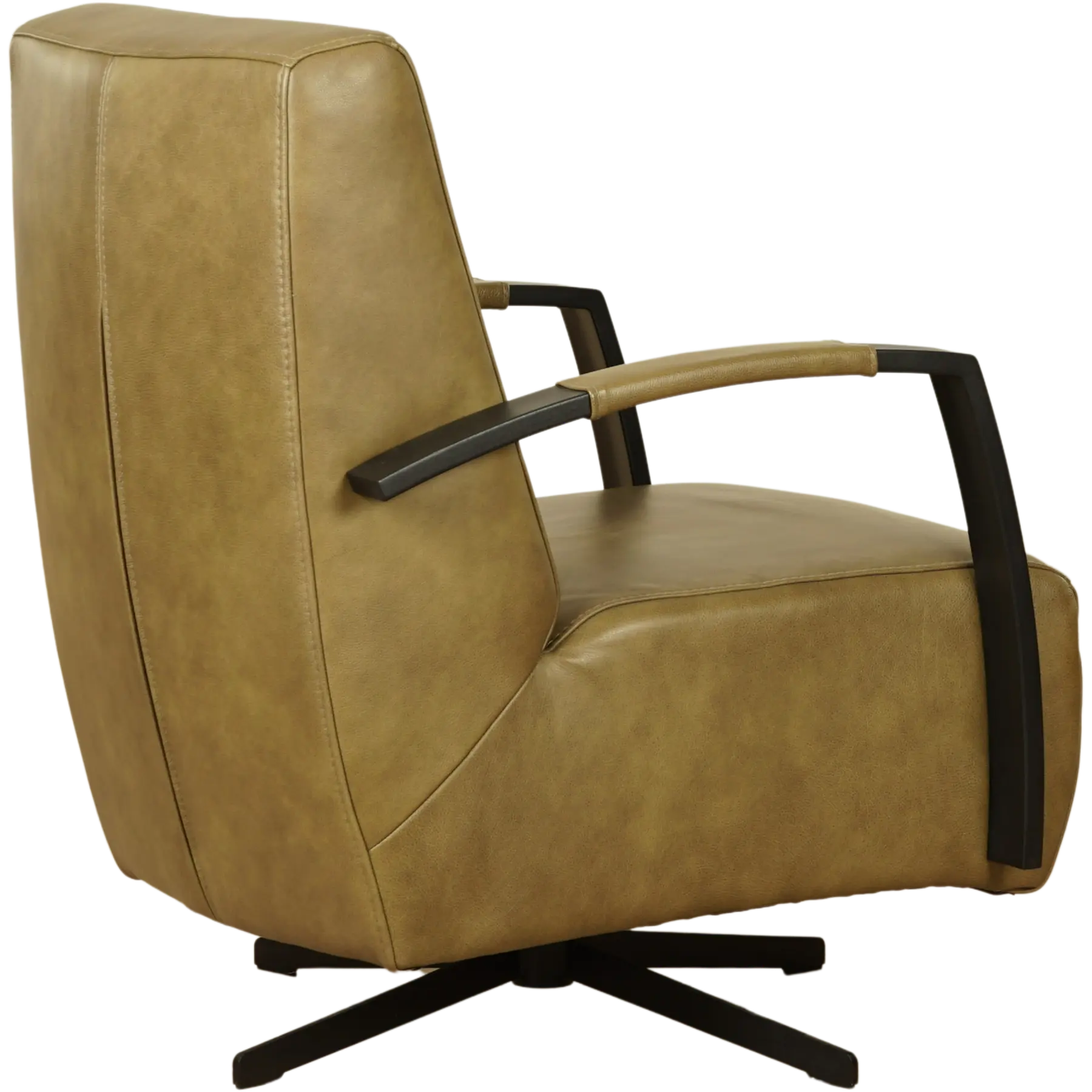 afbeelding van Leren draaifauteuil Mood - Granada Olive (olijf) - Stervoet zwart