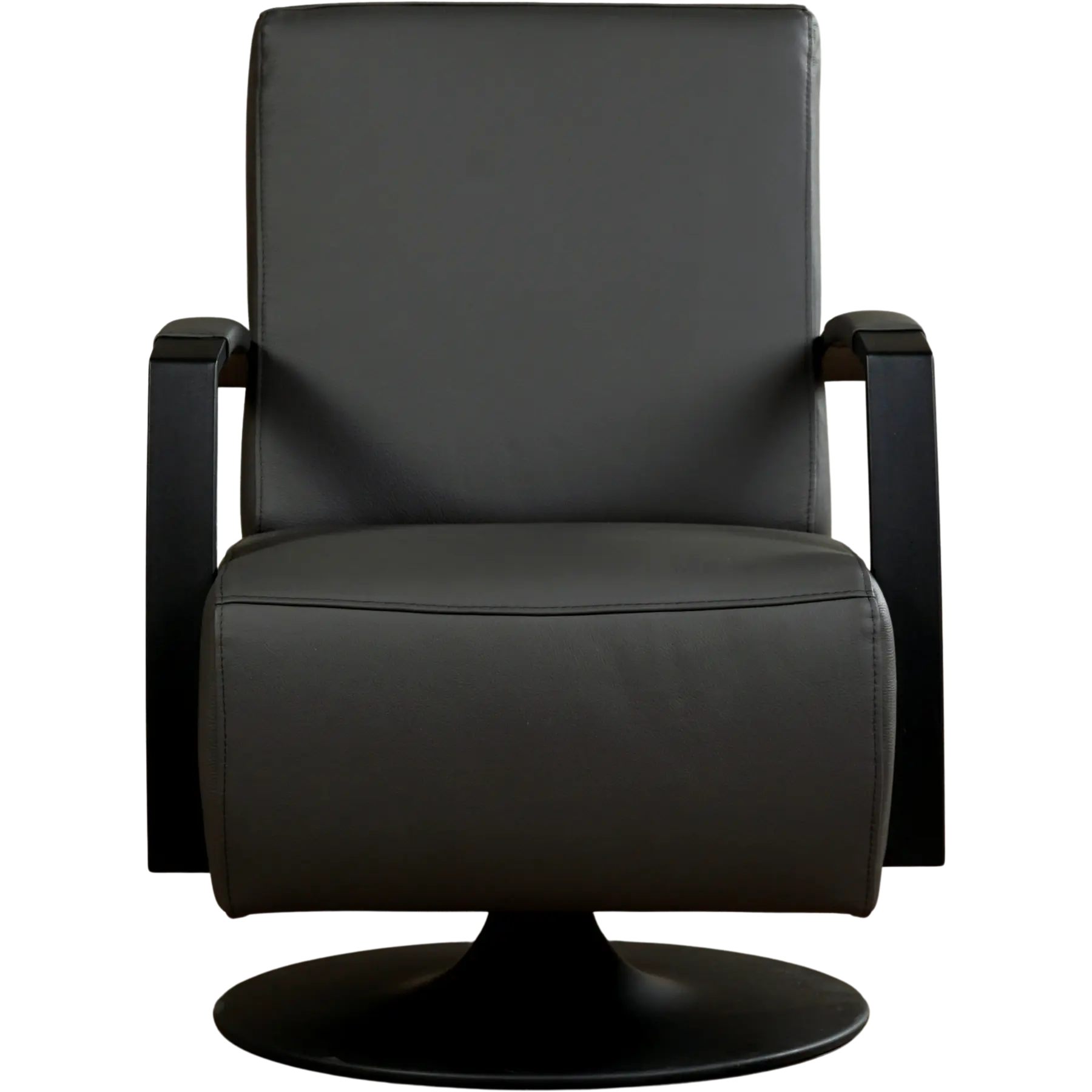 afbeelding van Leren draaifauteuil Mood - Hermes Antracite (donkergrijs) - Schotelvoet zwart