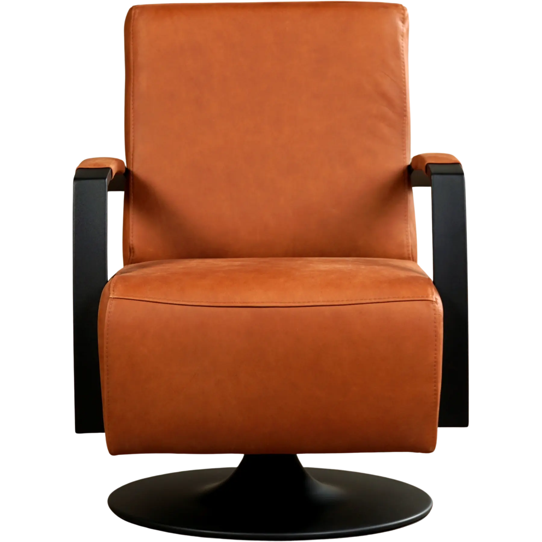 afbeelding van Leren draaifauteuil Mood - Rancho Cognac (cognac) - Schotelvoet zwart