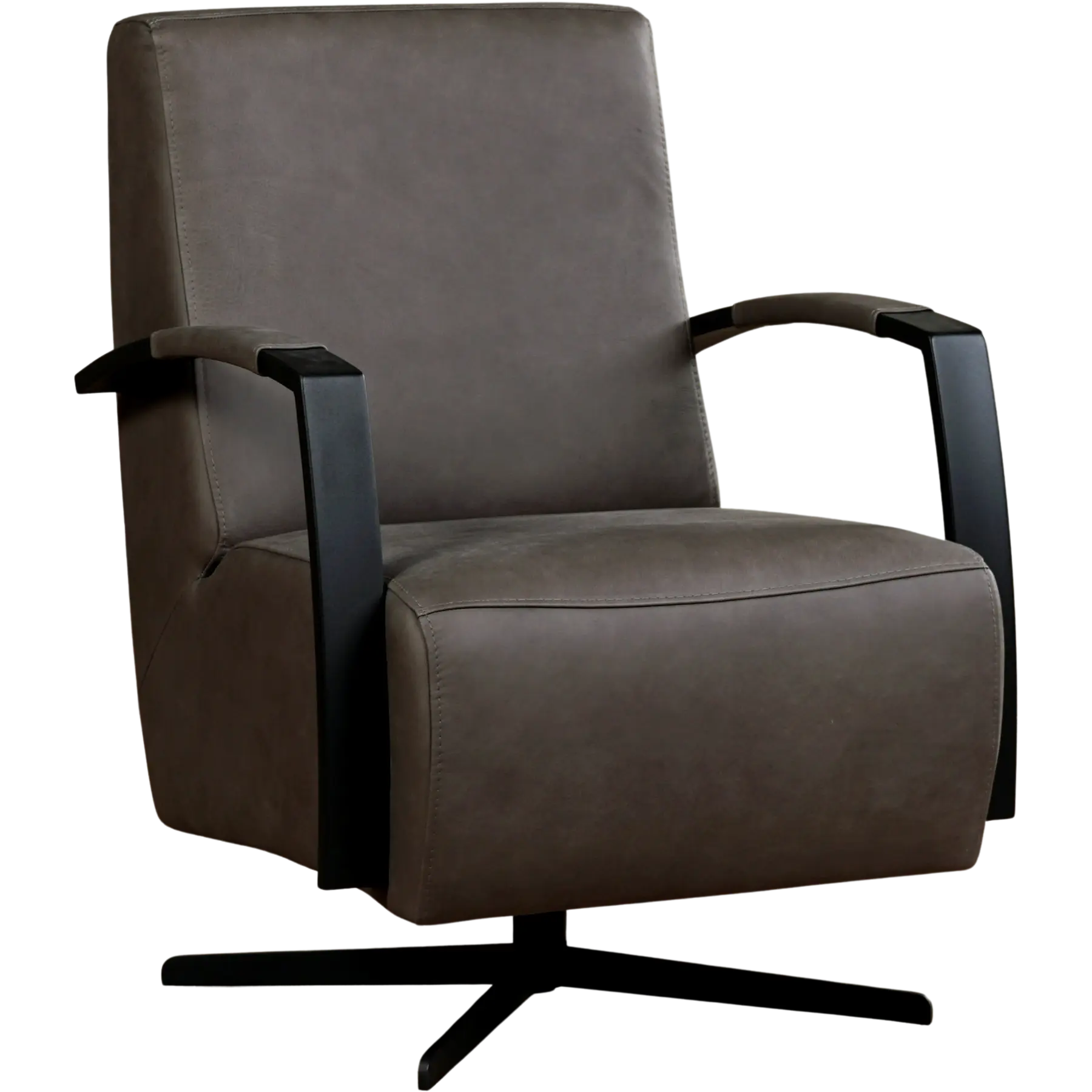 afbeelding van Leren draaifauteuil Mood - Rancho Steel (grijs) - Stervoet zwart