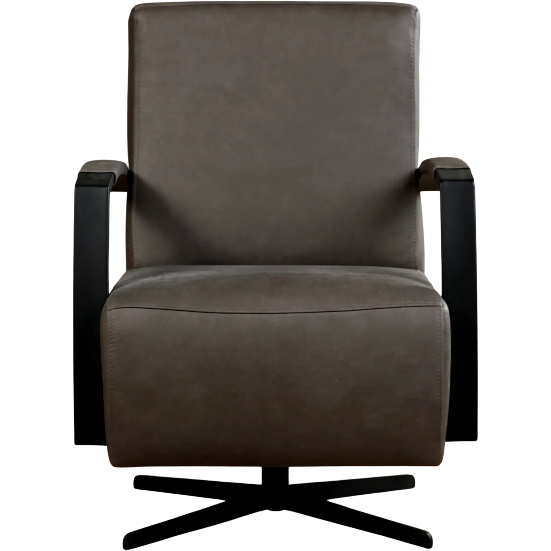 afbeelding van Leren draaifauteuil Mood - Rancho Steel (grijs) - Stervoet zwart