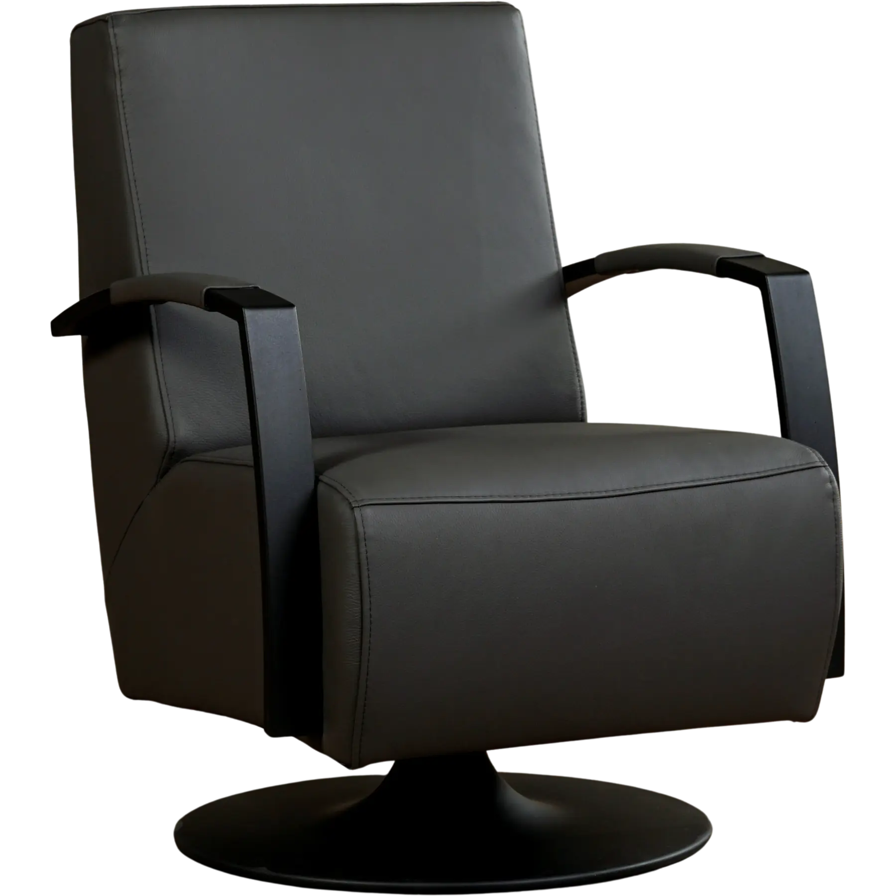 afbeelding van Leren draaifauteuil Mood - Toledo Antracite (donkergrijs) - Schotelvoet zwart