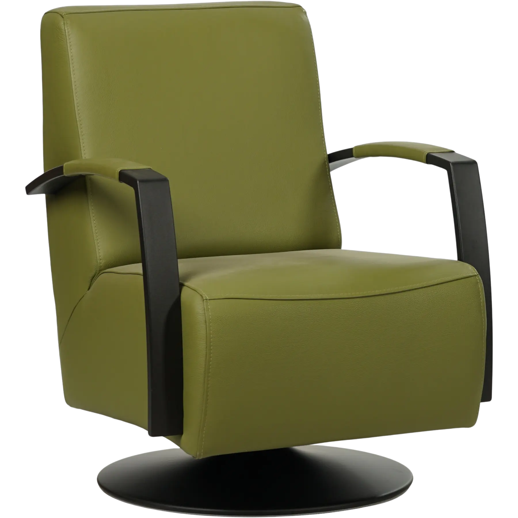afbeelding van Leren draaifauteuil Mood - Toledo Apple Green (groen) - Schotelvoet zwart