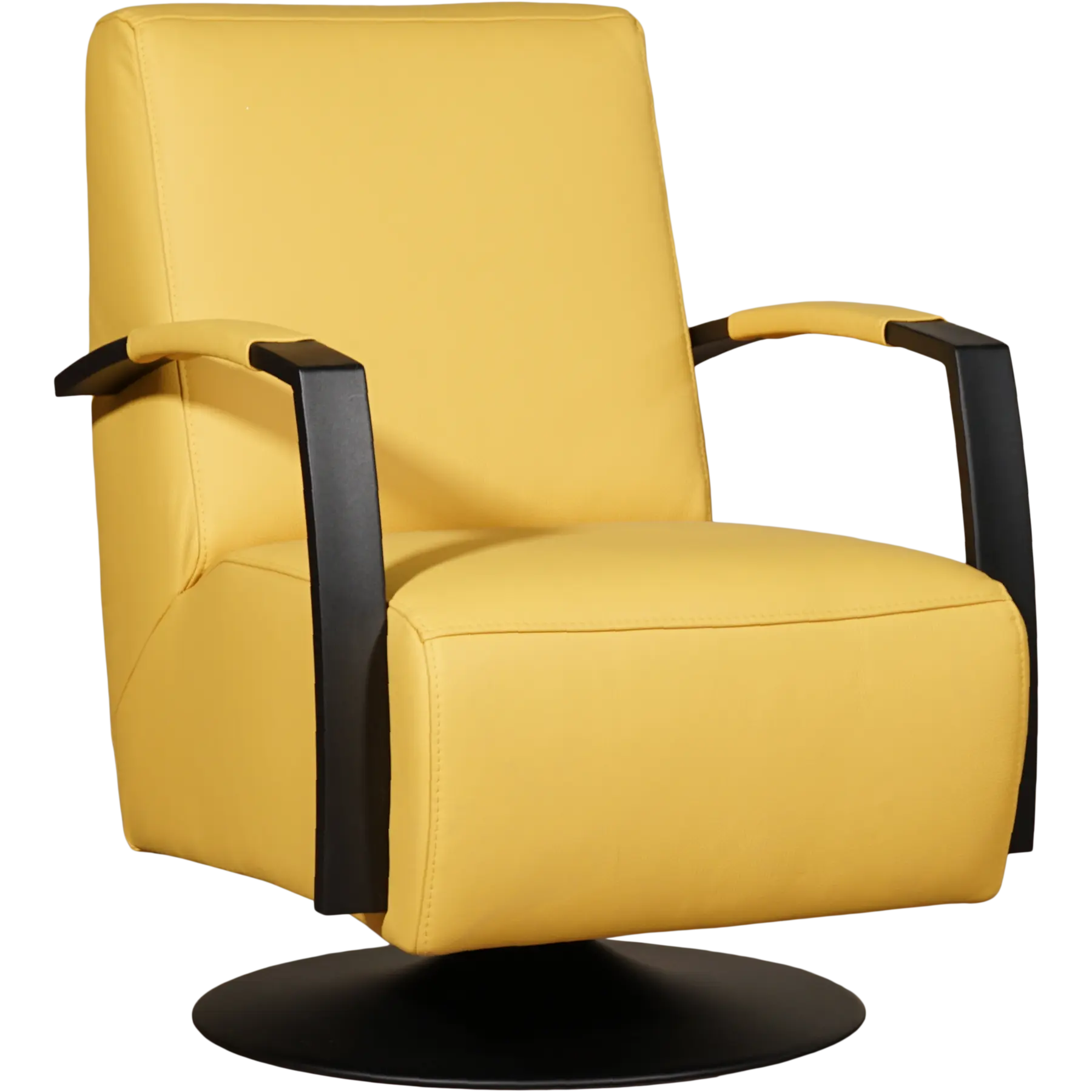afbeelding van Leren draaifauteuil Mood - Toledo Giallo (geel) - Schotelvoet zwart