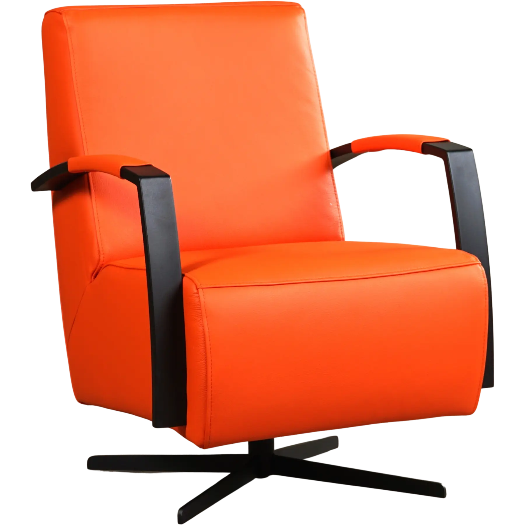 afbeelding van Leren draaifauteuil Mood - Toledo Orange (oranje) - Stervoet zwart